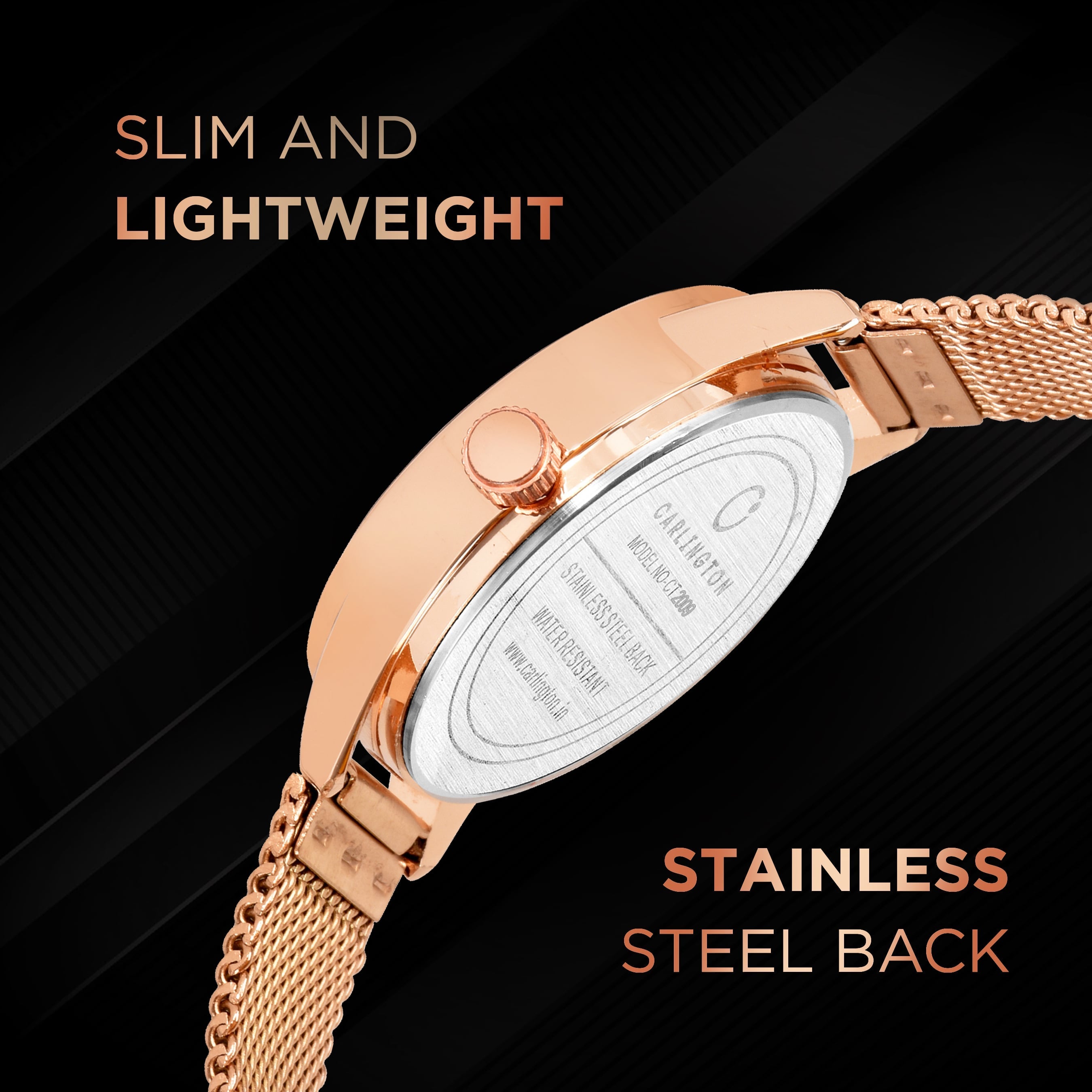 Carlington elite analog ladies watch CT 2009 rosegold