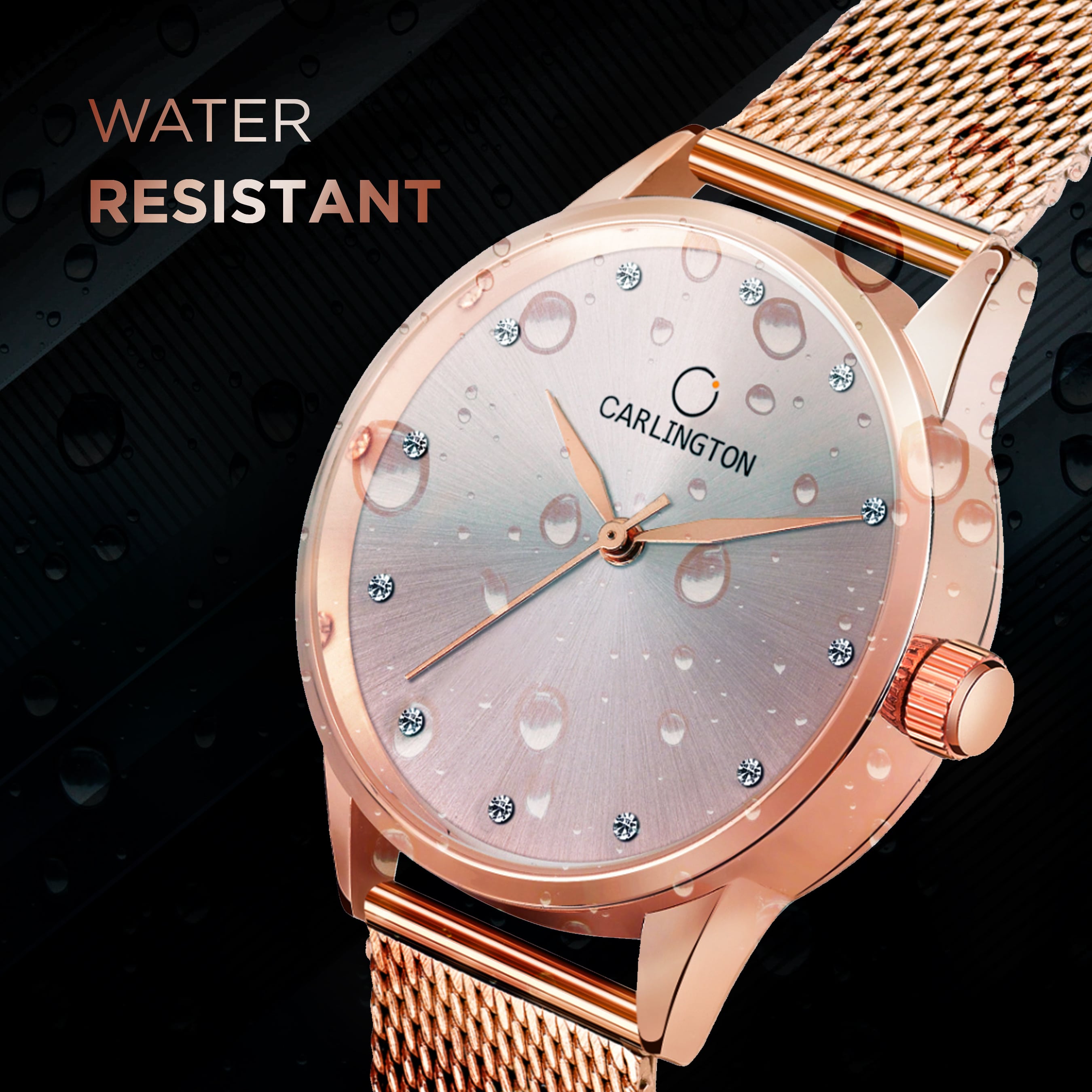 Carlington elite analog ladies watch CT 2009 rosegold