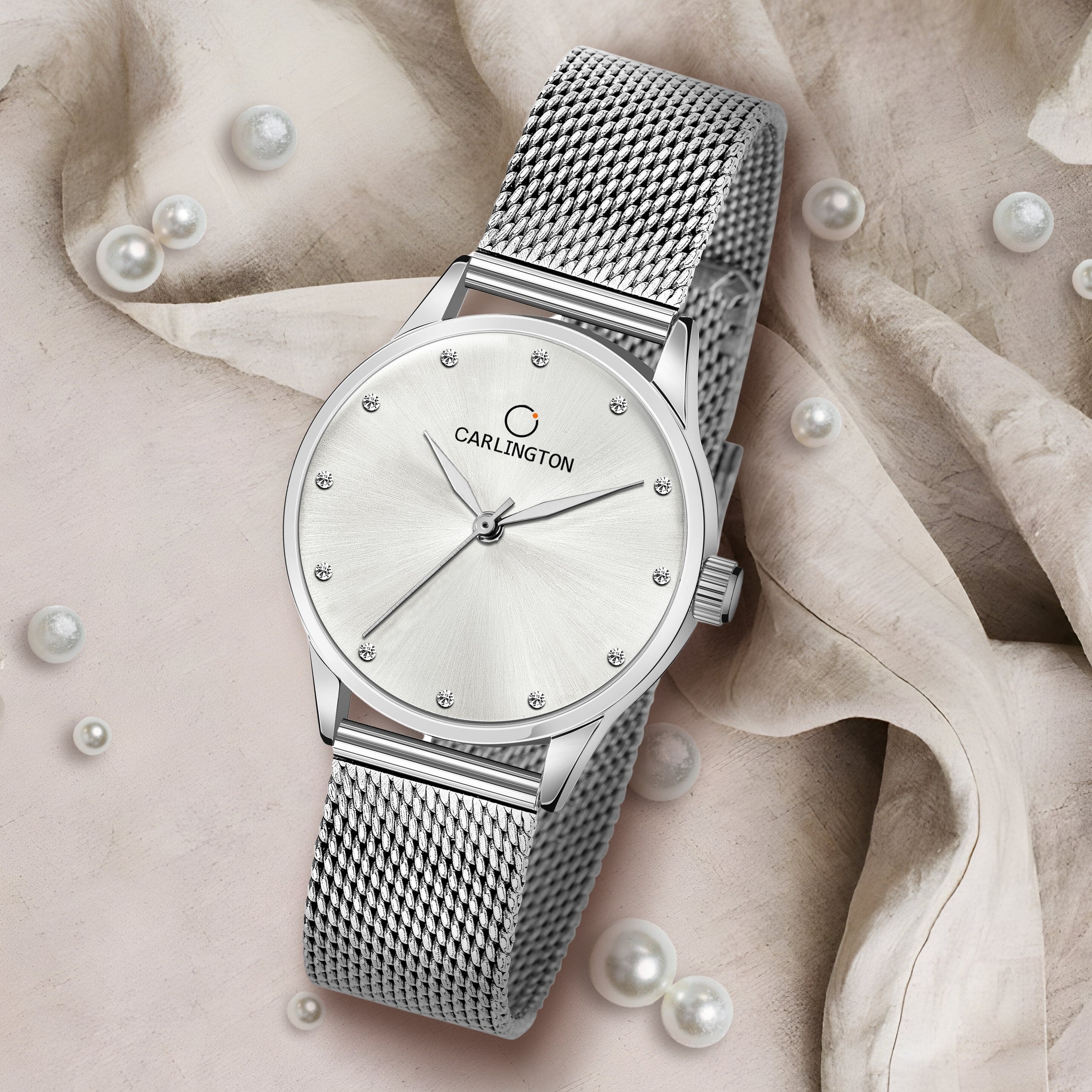 Carlington elite analog ladies watch CT 2009 silver