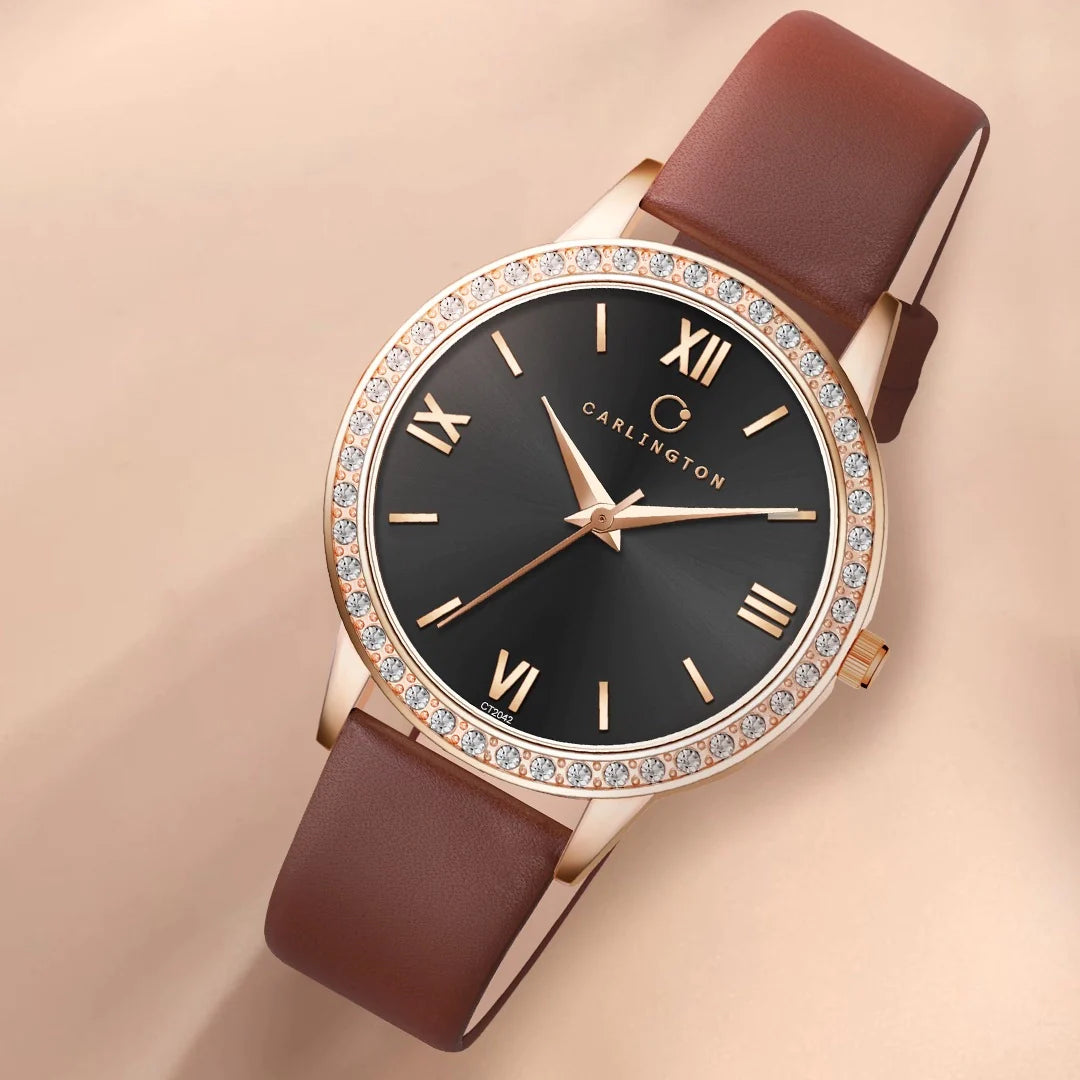 Carlington Iconic 2042 Brown Analog Womens Watch
