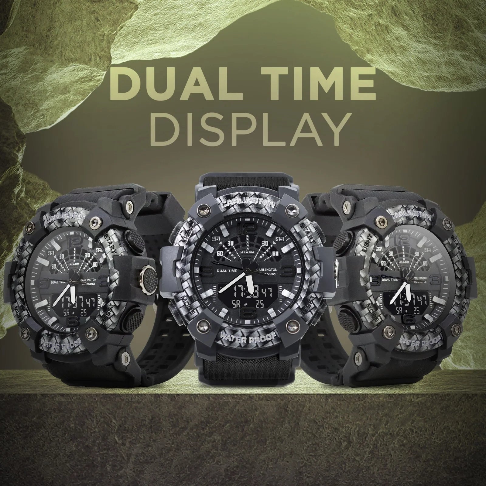 Carlington Analog Digital Sports Watch For Men - Endurance 9103 Black