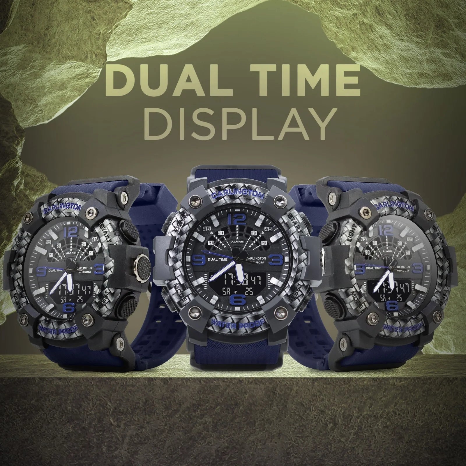 Carlington Analog Digital Sports Watch For Men - Endurance 9103 Blue