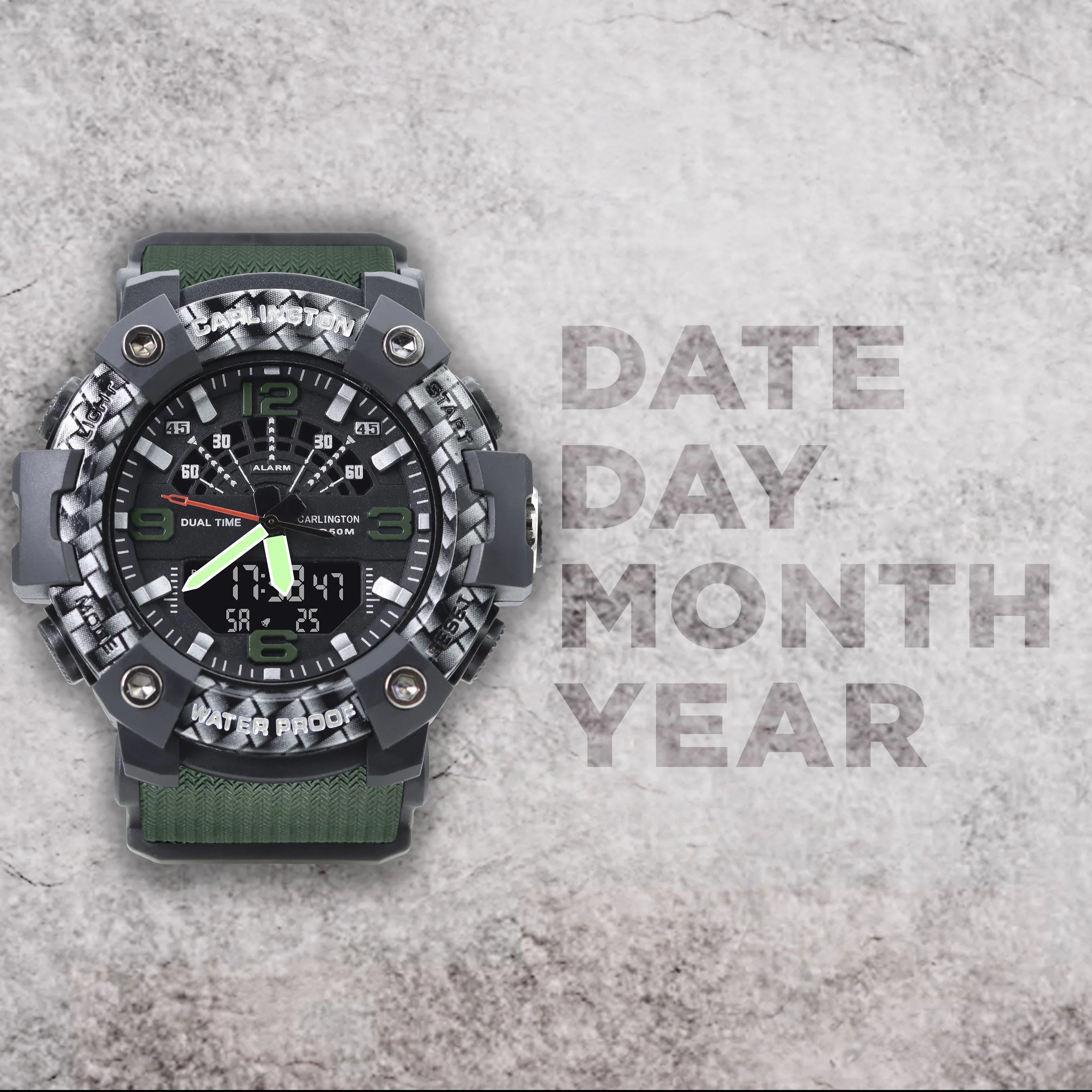 Carlington Analog Digital Sports Watch For Men - Endurance 9103 Green