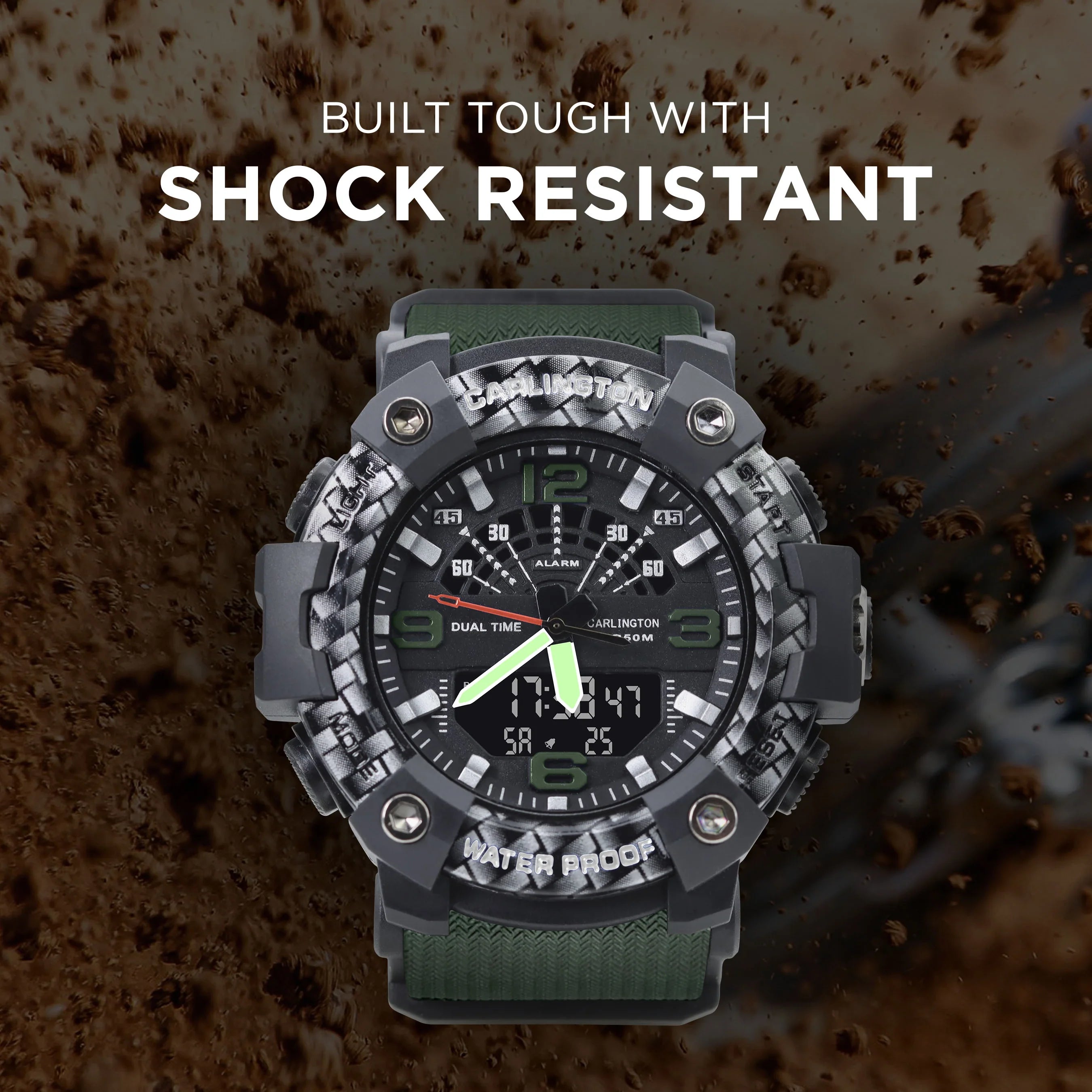 Carlington Analog Digital Sports Watch For Men - Endurance 9103 Green