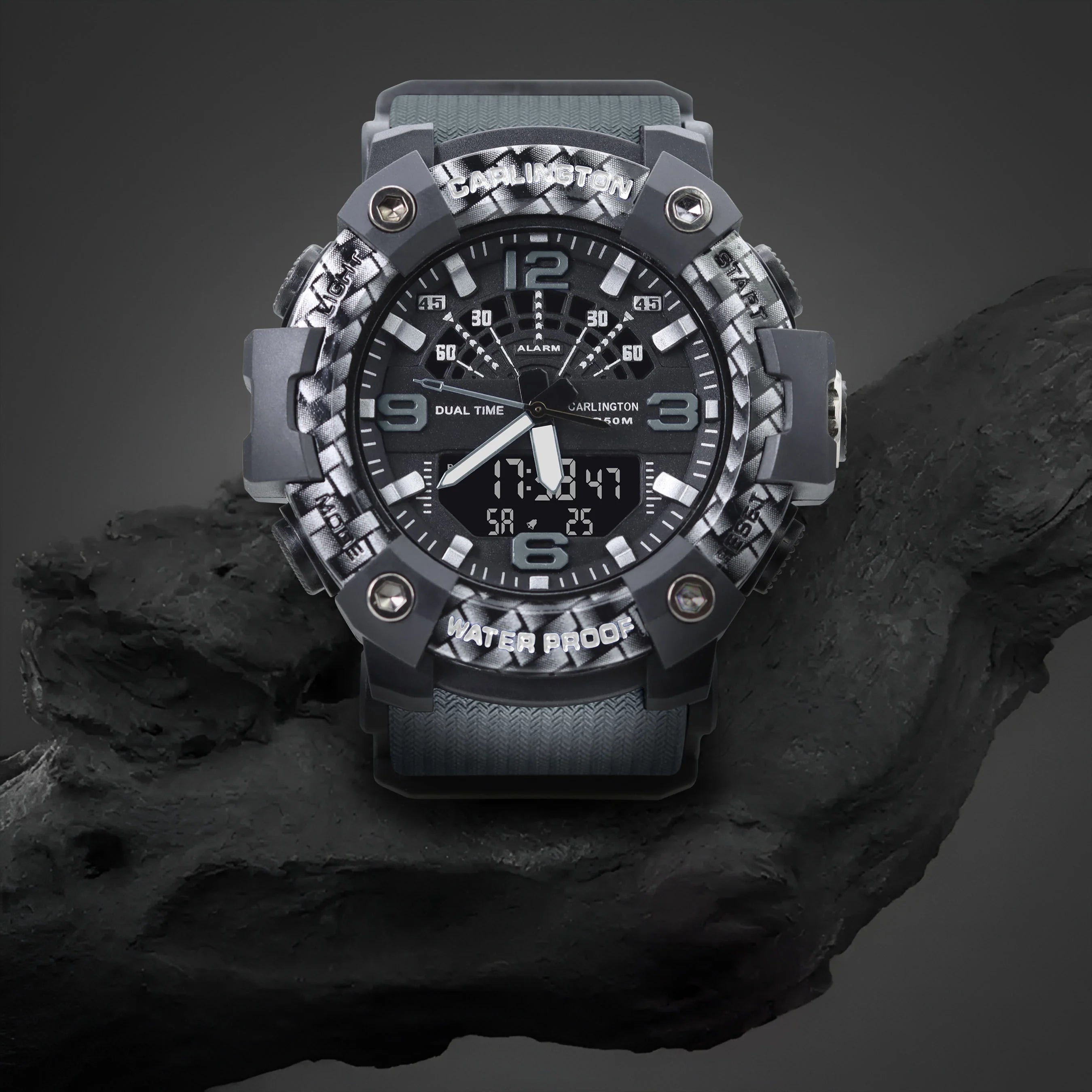 Carlington Analog Digital Sports Watch For Men - Endurance 9103 Grey
