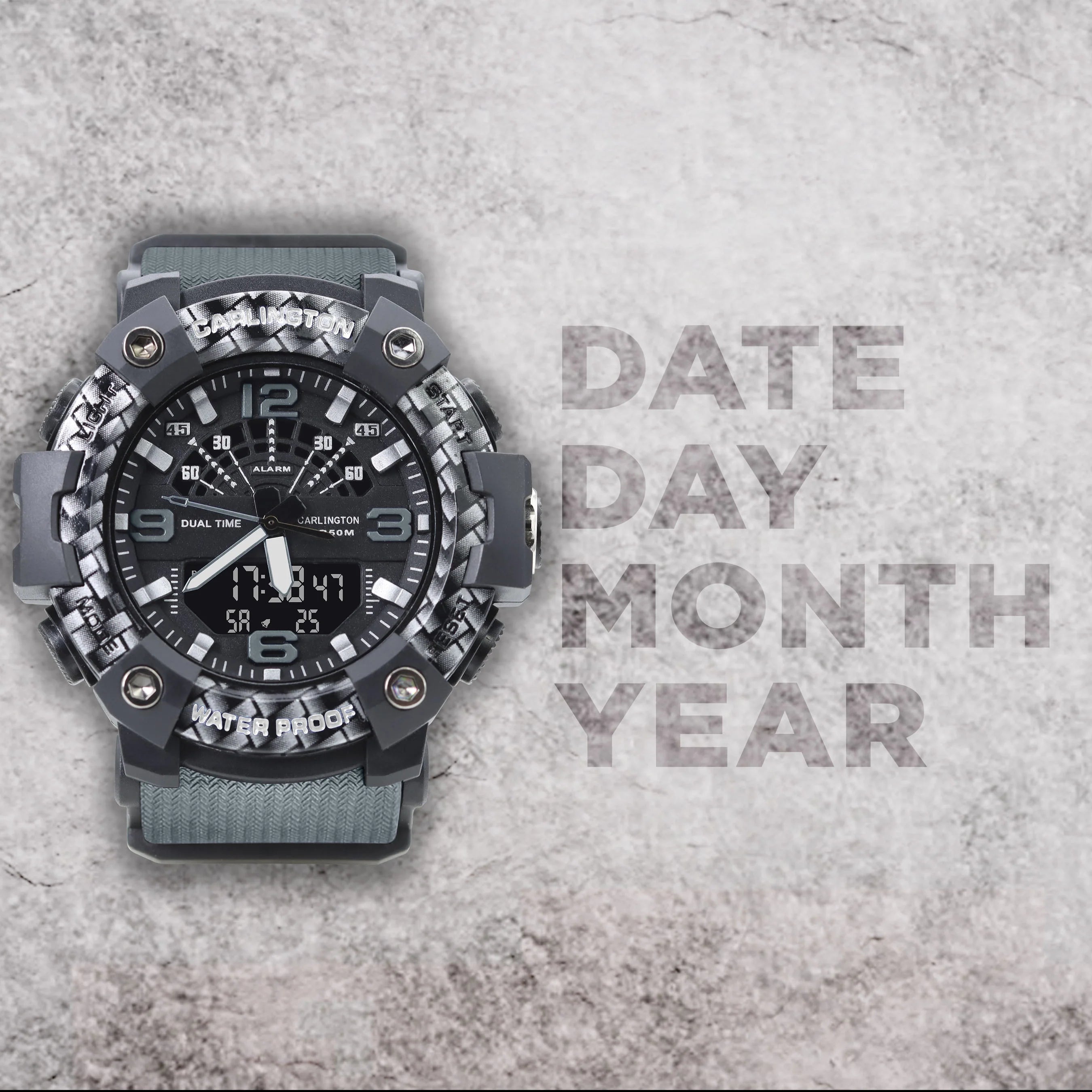 Carlington Analog Digital Sports Watch For Men - Endurance 9103 Grey