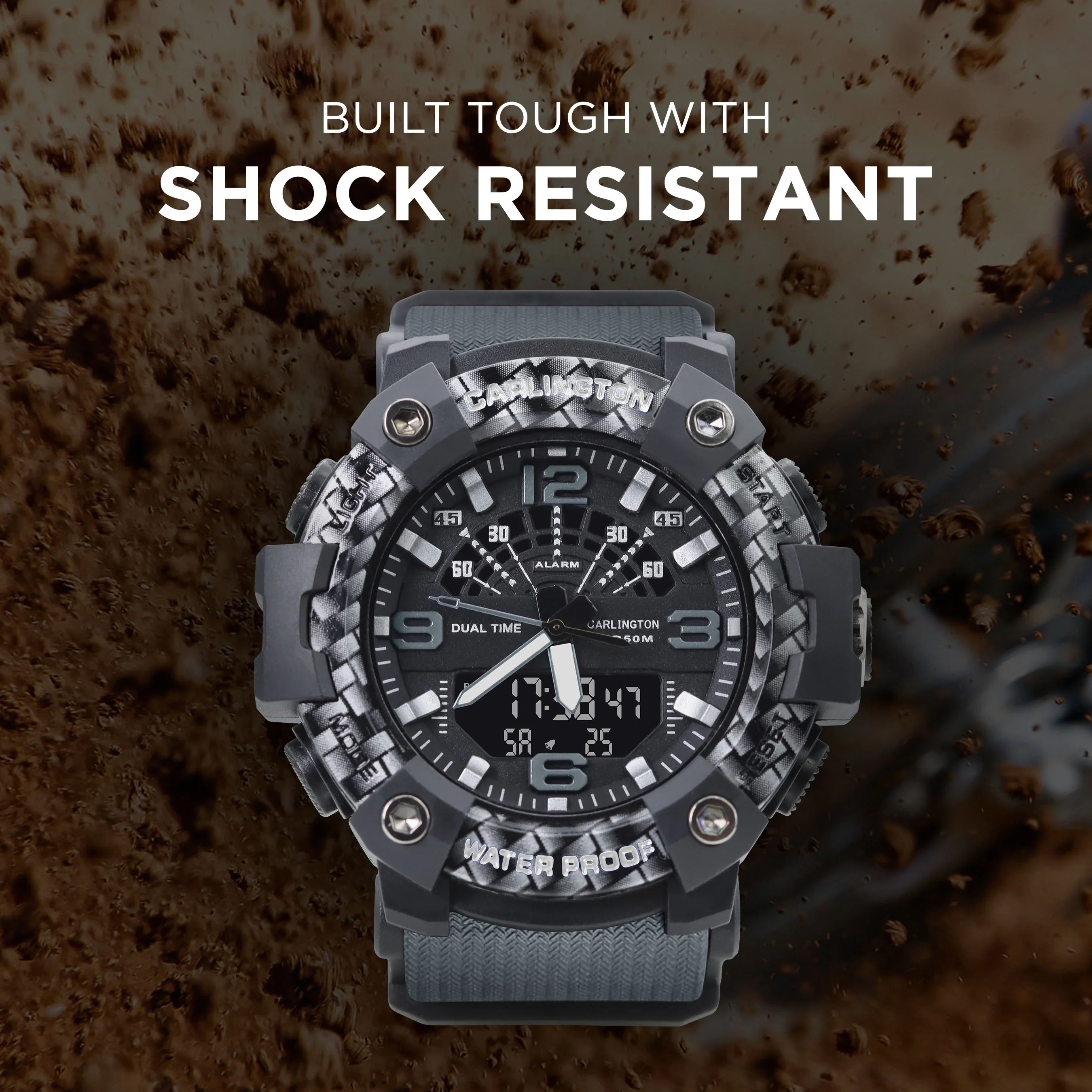 Carlington Analog Digital Sports Watch For Men - Endurance 9103 Grey