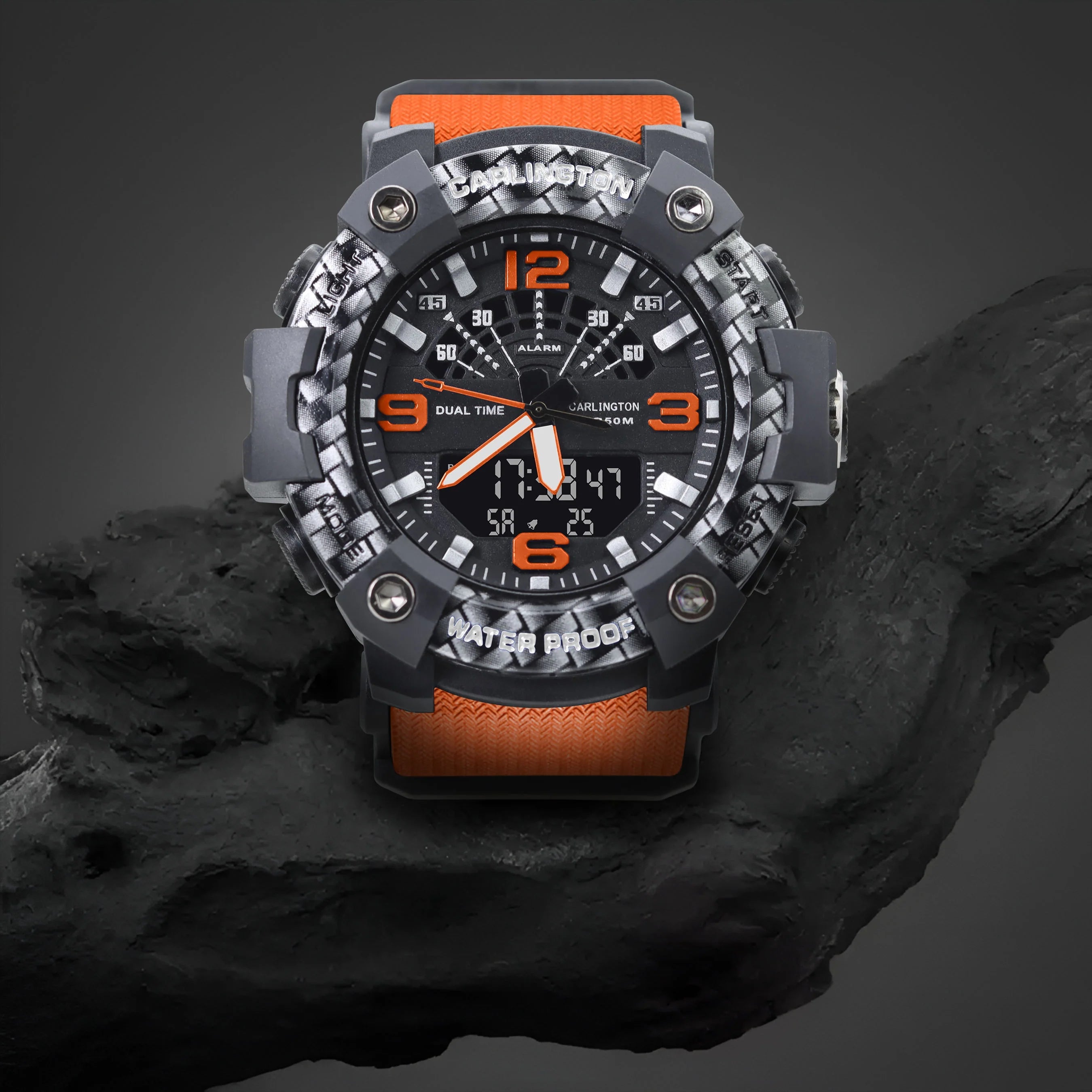 Carlington Analog Digital Sports Watch For Men - Endurance 9103 Orange