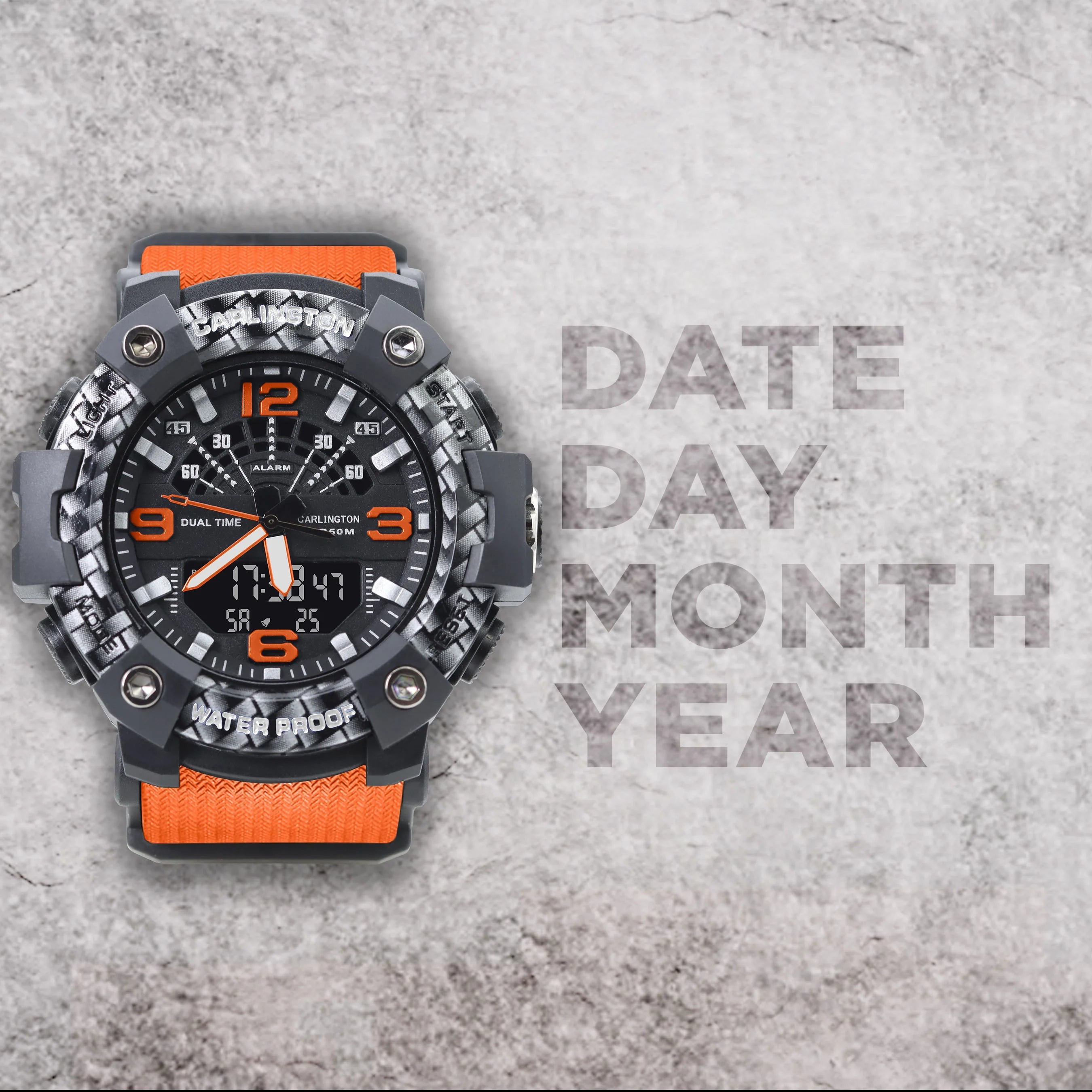 Carlington Analog Digital Sports Watch For Men - Endurance 9103 Orange