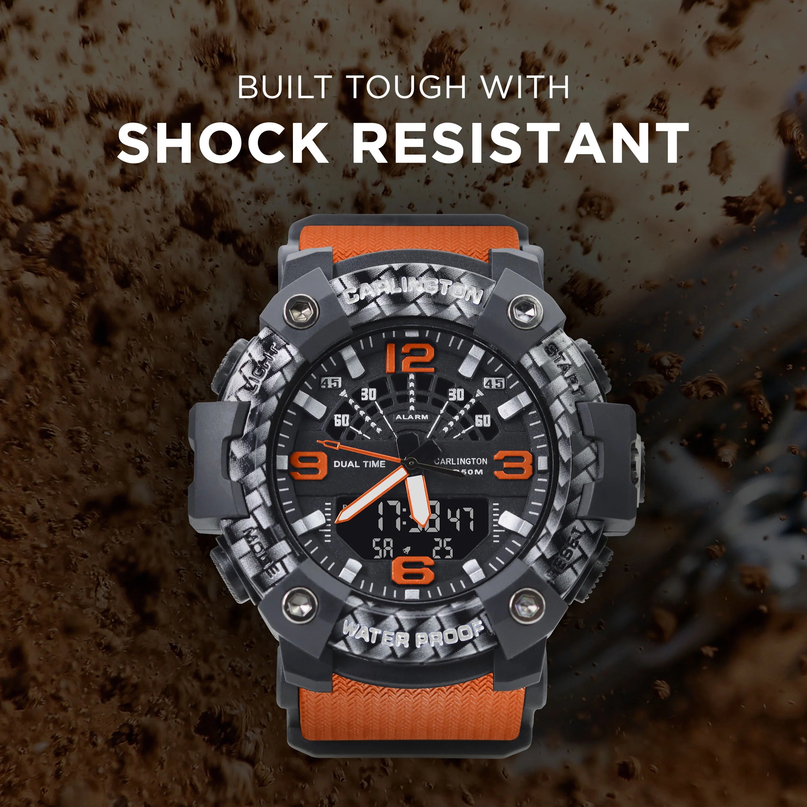 Carlington Analog Digital Sports Watch For Men - Endurance 9103 Orange