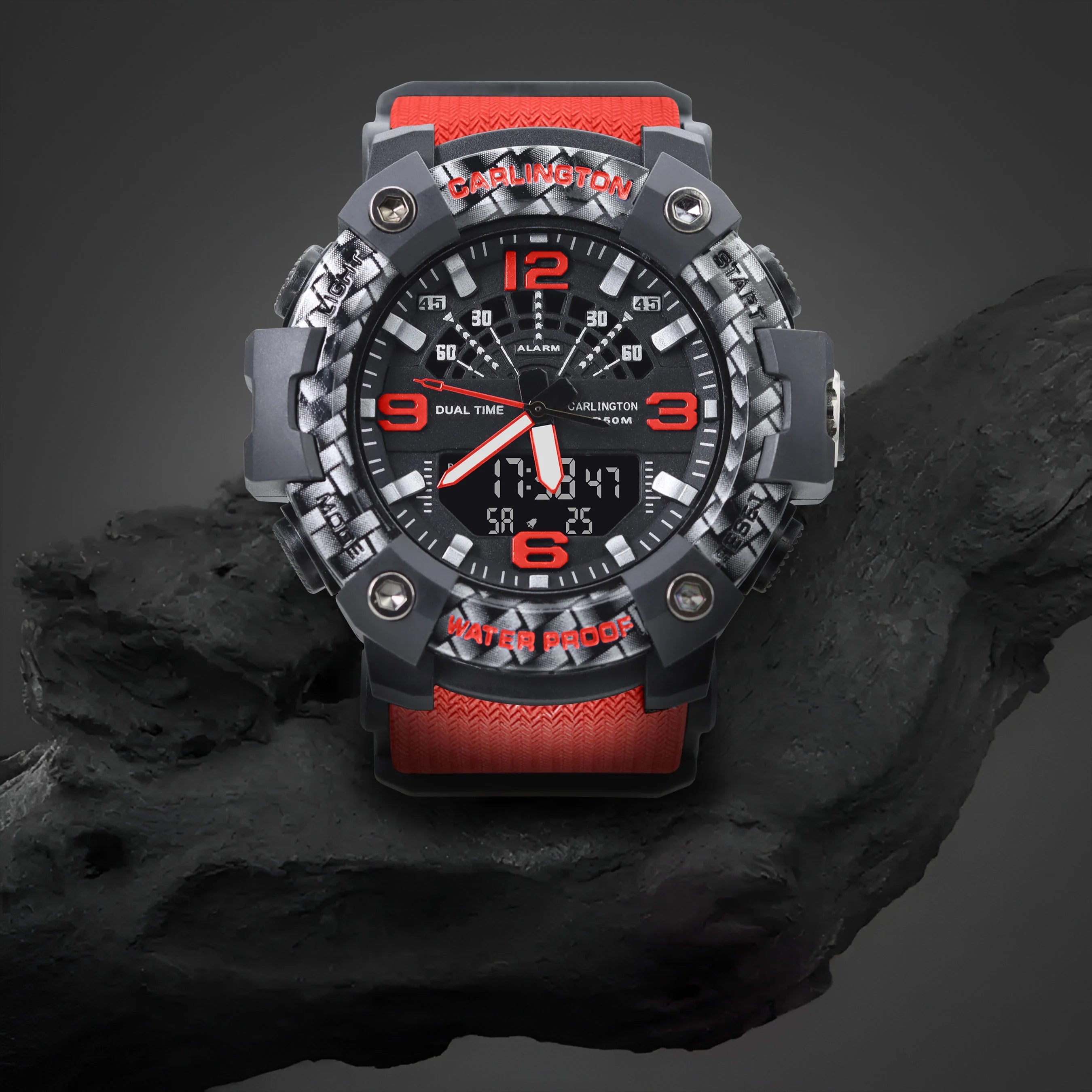 Carlington Analog Digital Sports Watch For Men - Endurance 9103 Red