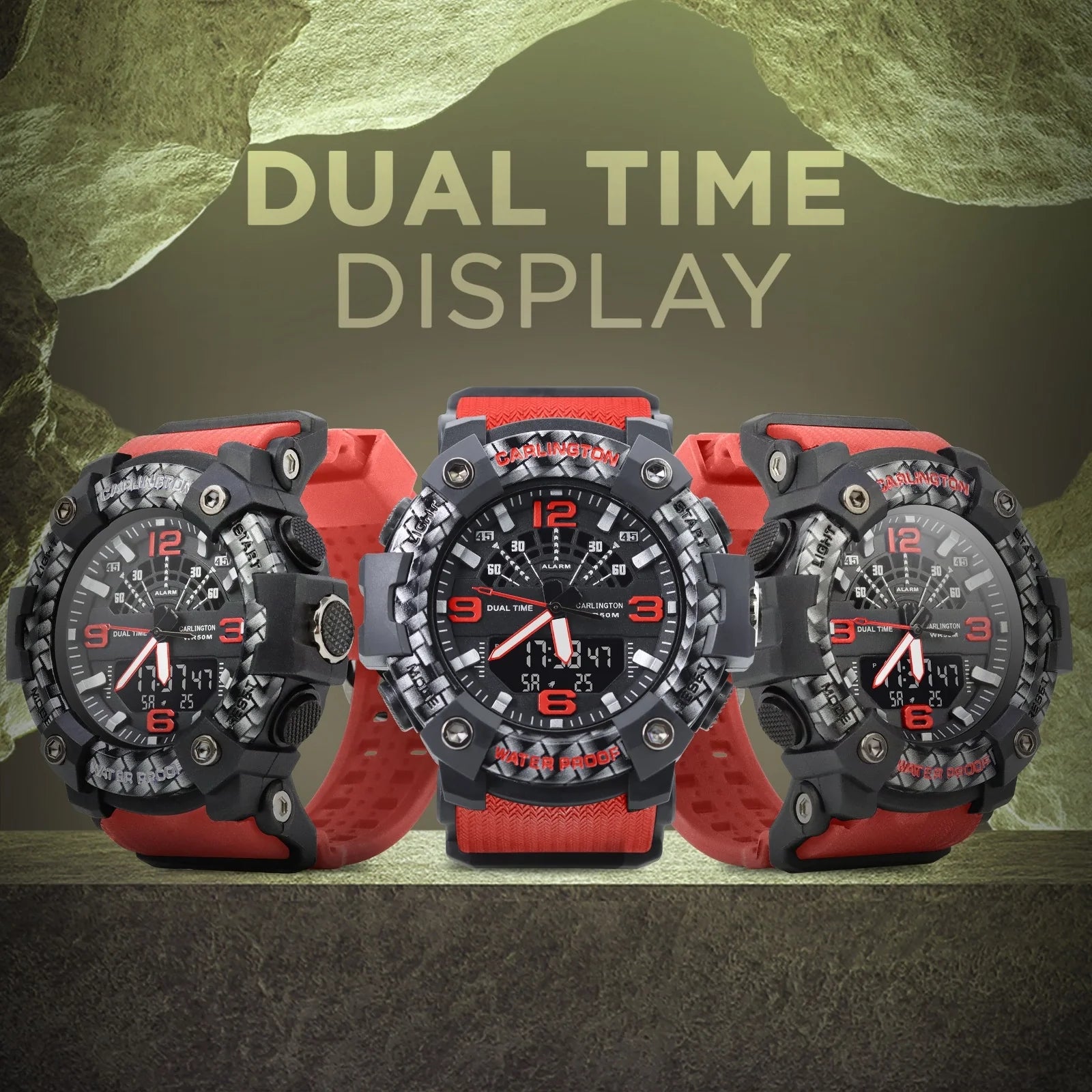 Carlington Analog Digital Sports Watch For Men - Endurance 9103 Red