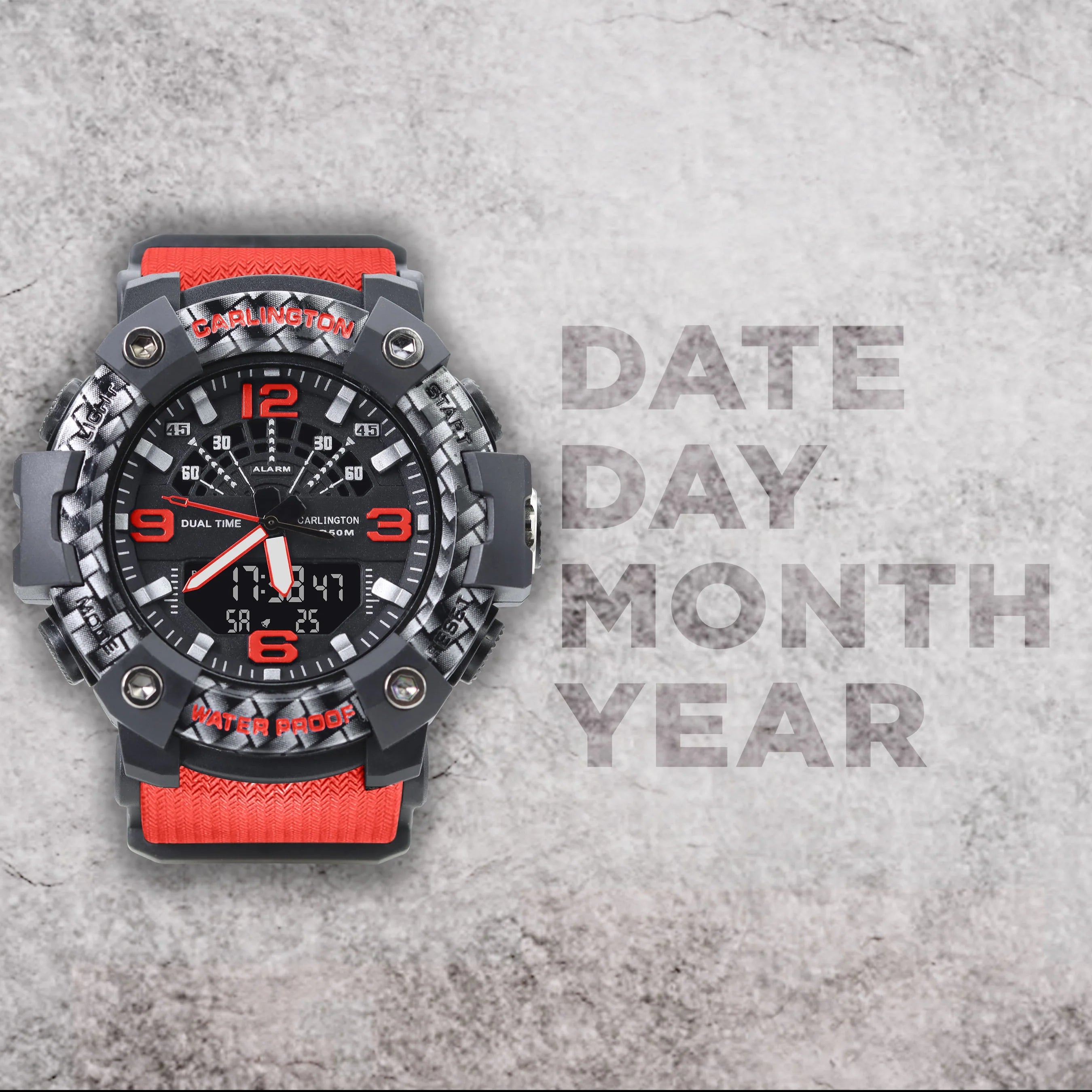 Carlington Analog Digital Sports Watch For Men - Endurance 9103 Red