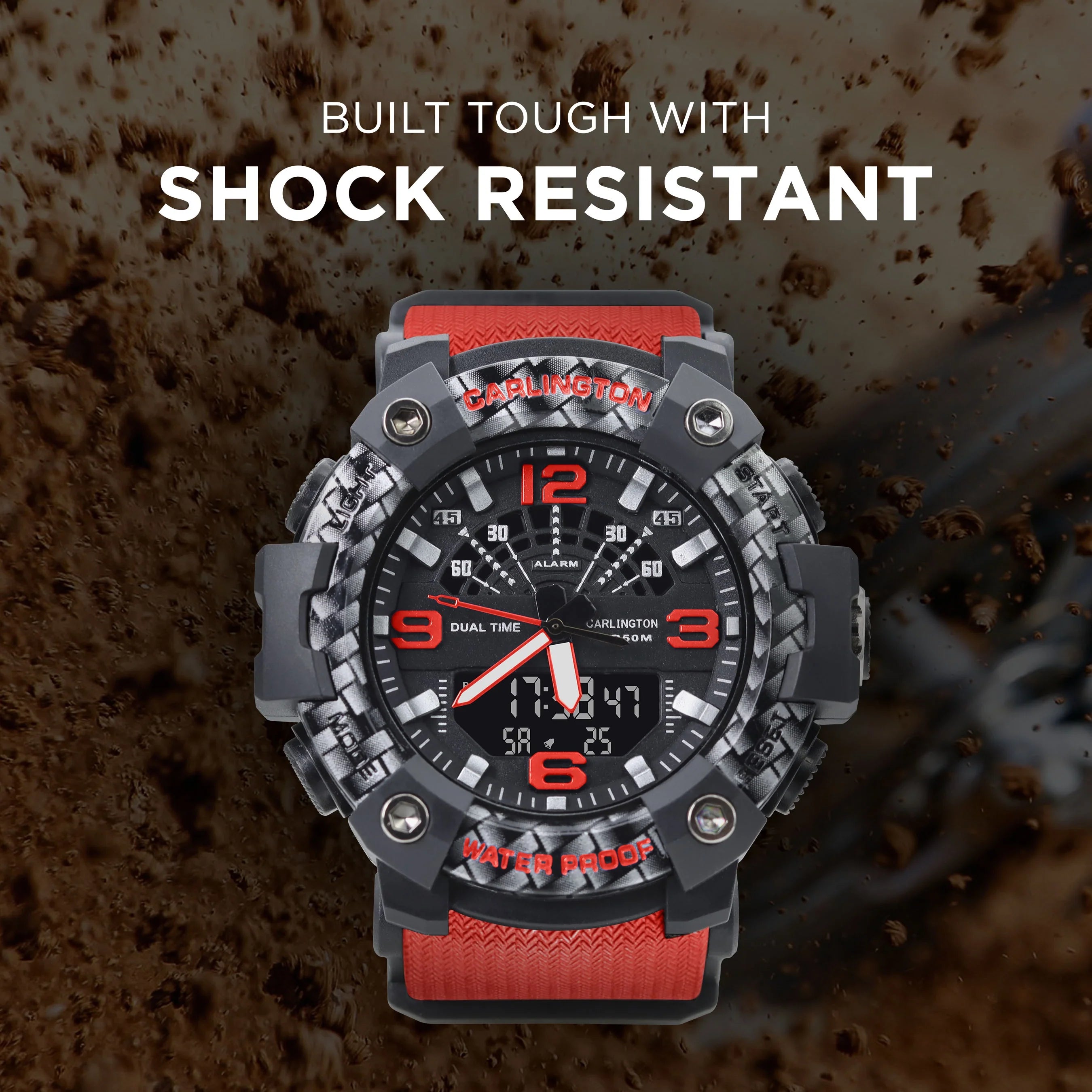 Carlington Analog Digital Sports Watch For Men - Endurance 9103 Red