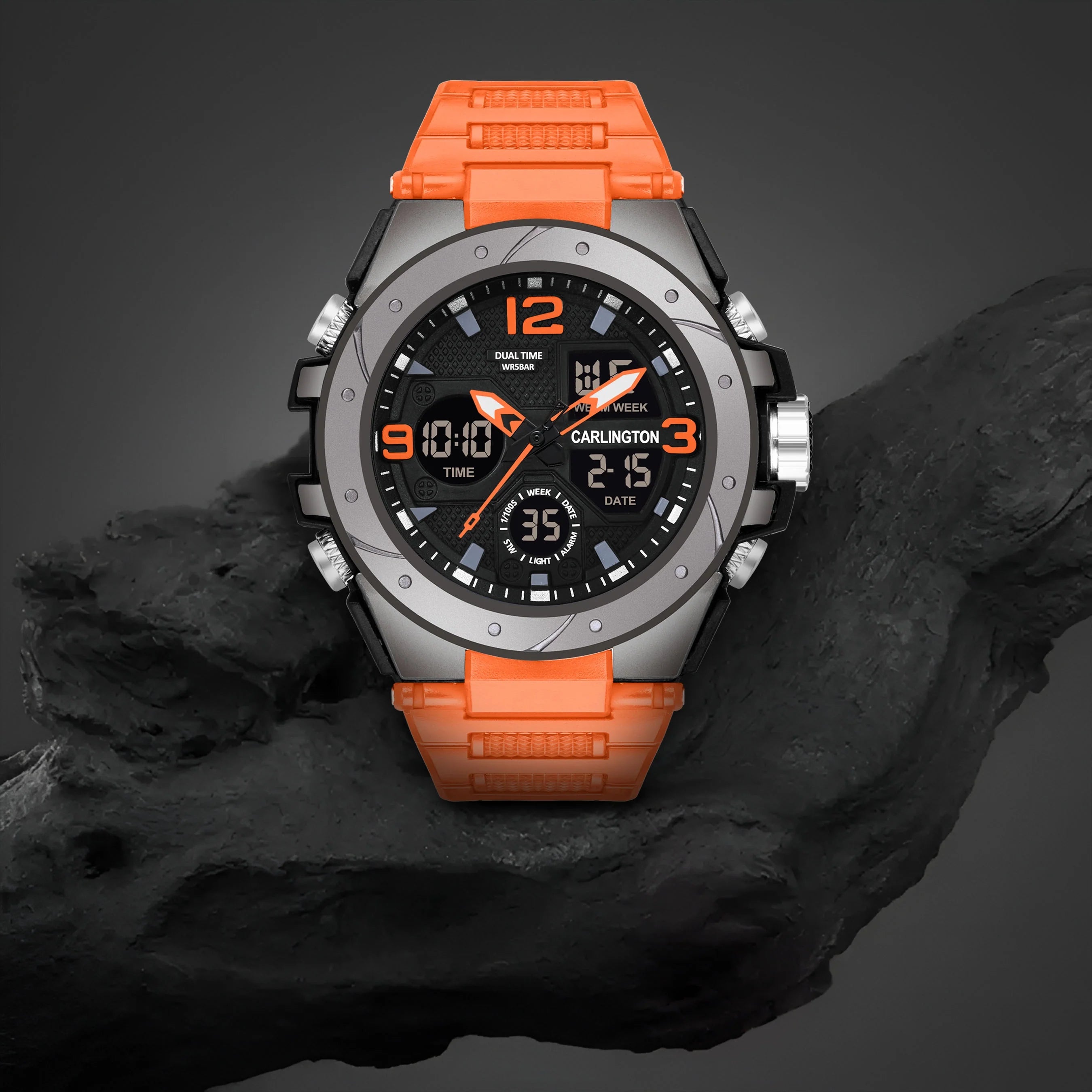 Carlington Analog Digital Sports Watch_Endurance 9105 Orange