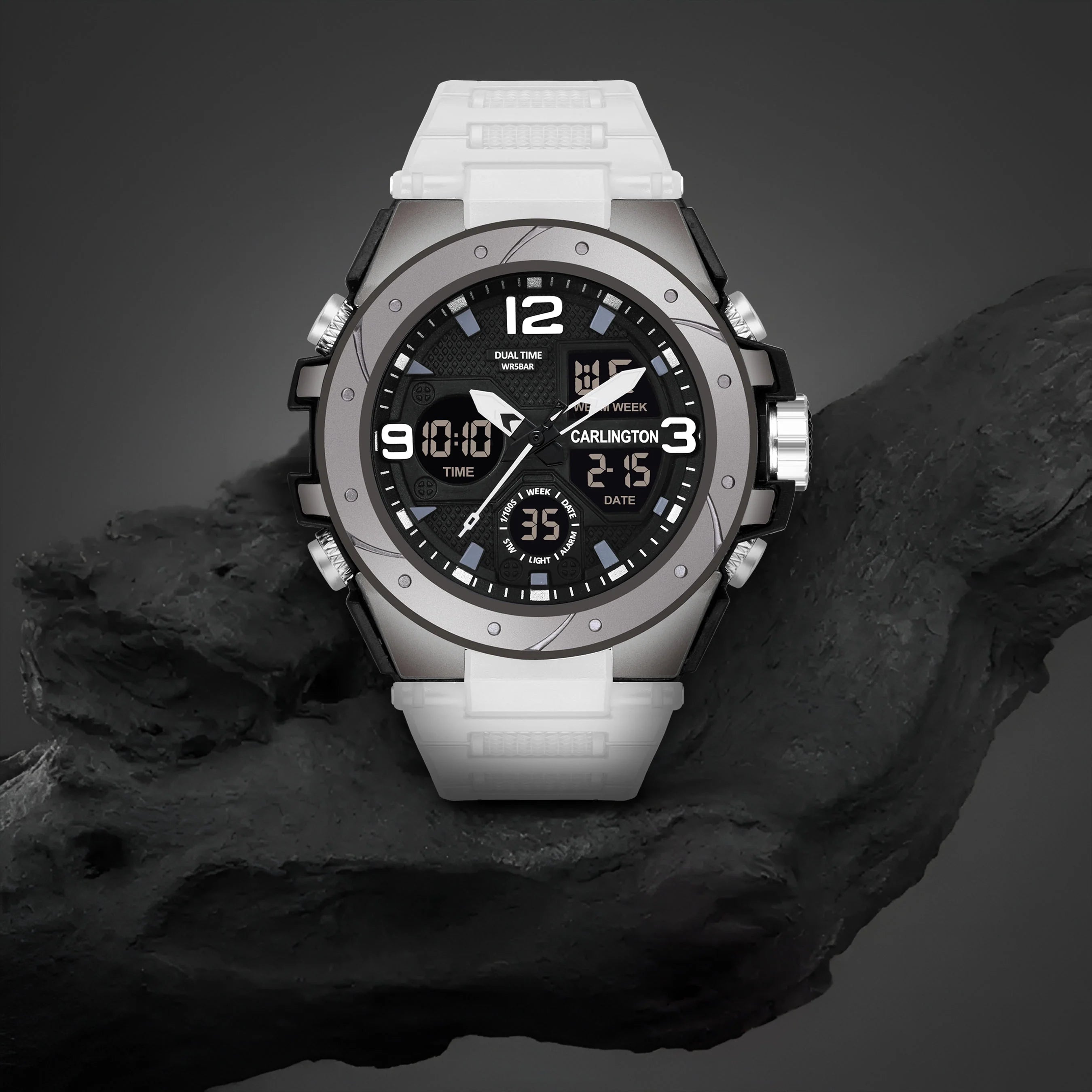 Carlington Analog Digital Sports Watch_Endurance 9105 White