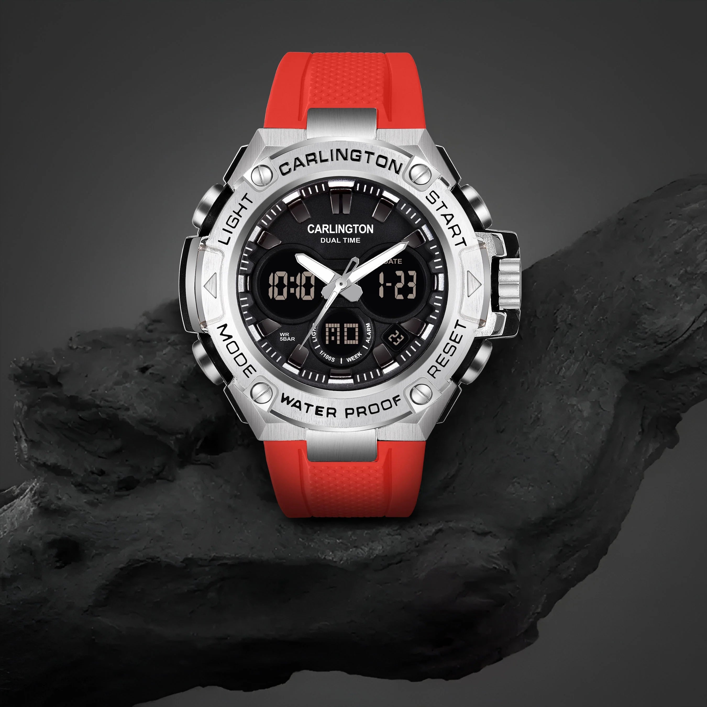 Carlington Analog Digital Sports Watch_Endurance 9107 Red