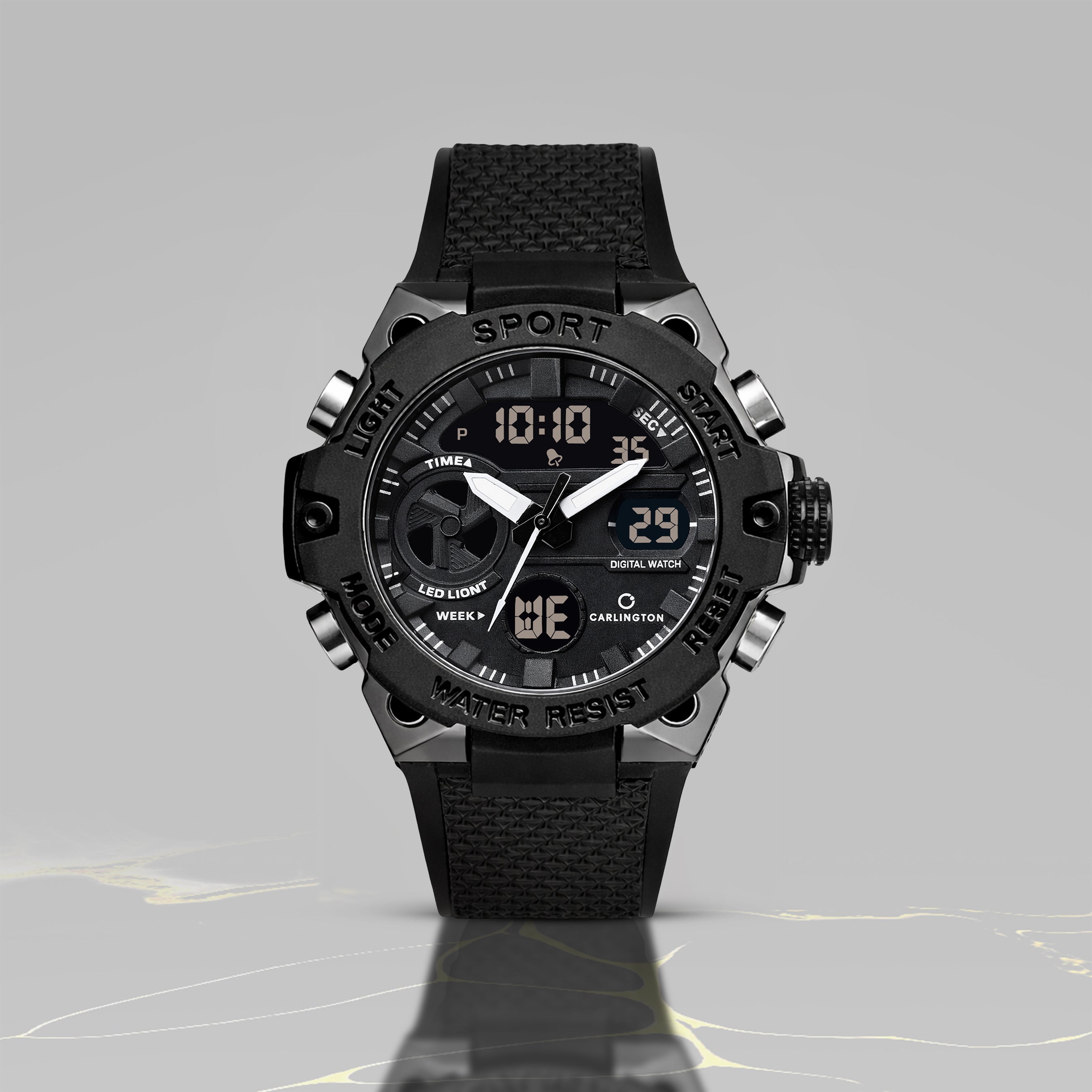 Carlington Analog-Digital Sports Watch, Dual Time,Alarm, Stopwatch, Calendar, Water-Resistant, Shock-Resistant, Back Light Display. The Perfect Watches for Men-CT_8665