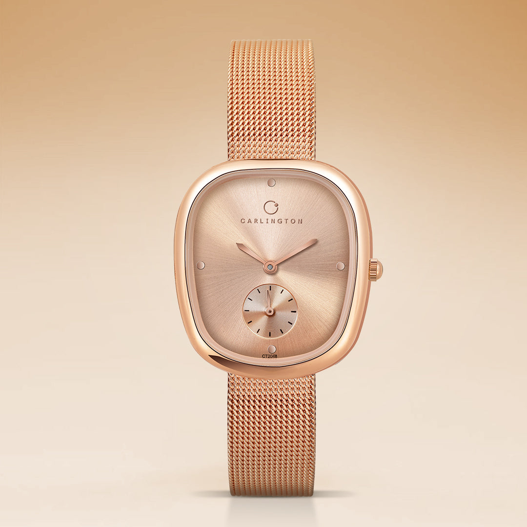 Carlington Iconic 2048 Analog Watches for Women with Premium mesh Strap, Scratch-Resistant Dial, and Water-Resistant Body – Elegant Watches for Women and Girls