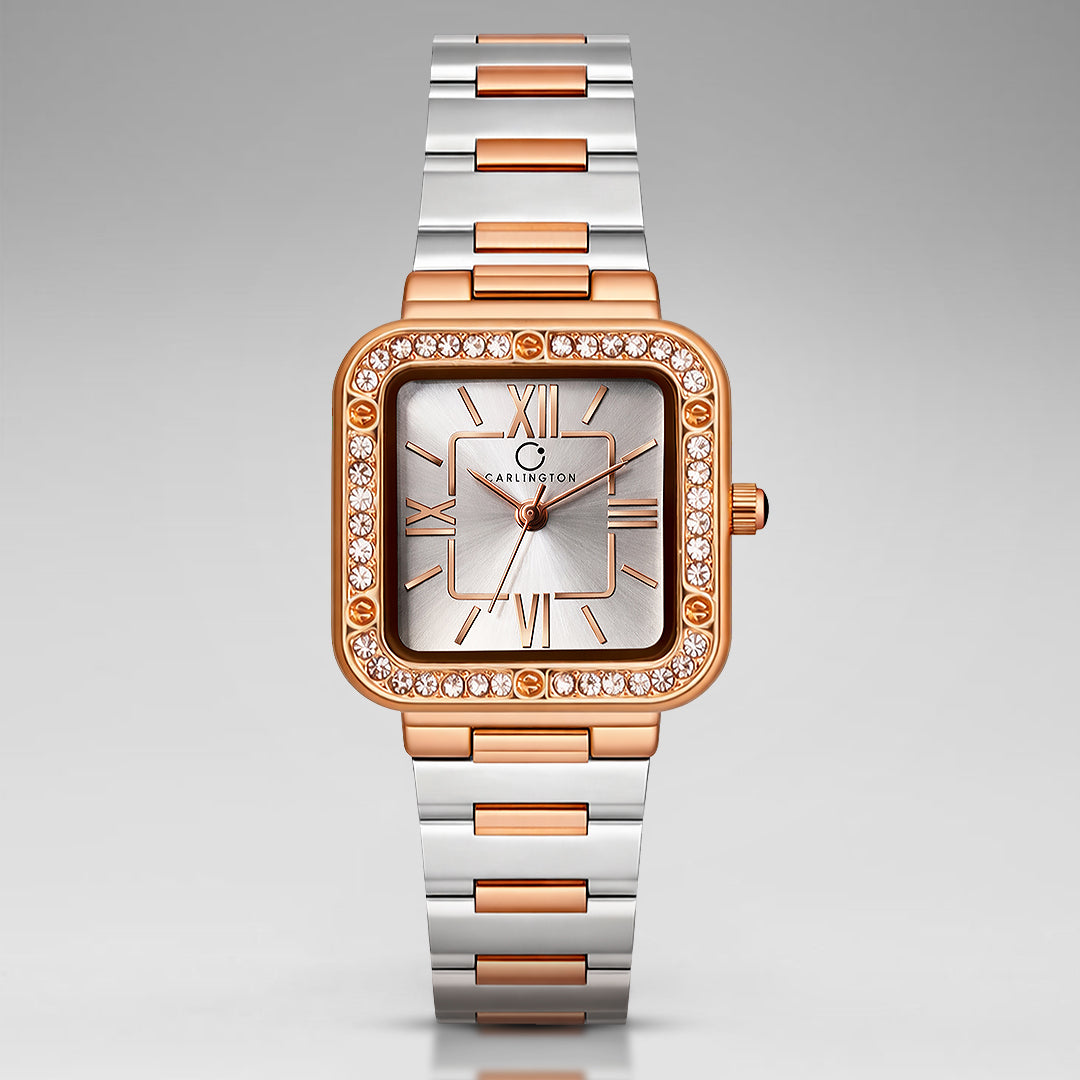 Carlington Diva Series Analog Women Wrist Watches with Stainless Steel Chain Strap | Premium Fashion Watches for Ladies | CT - 115