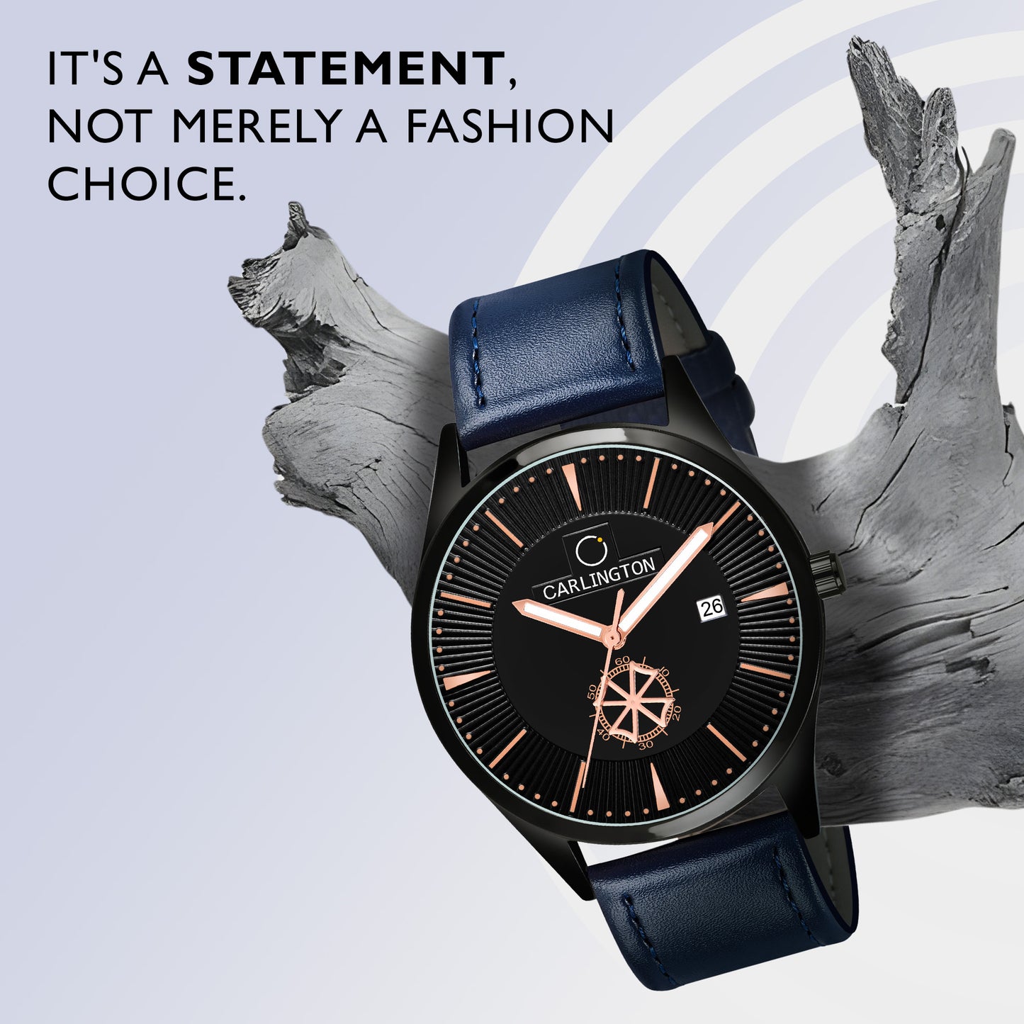 Carlington Elite CT1020 Water Resistant Leather Watch With Date Display- For Men