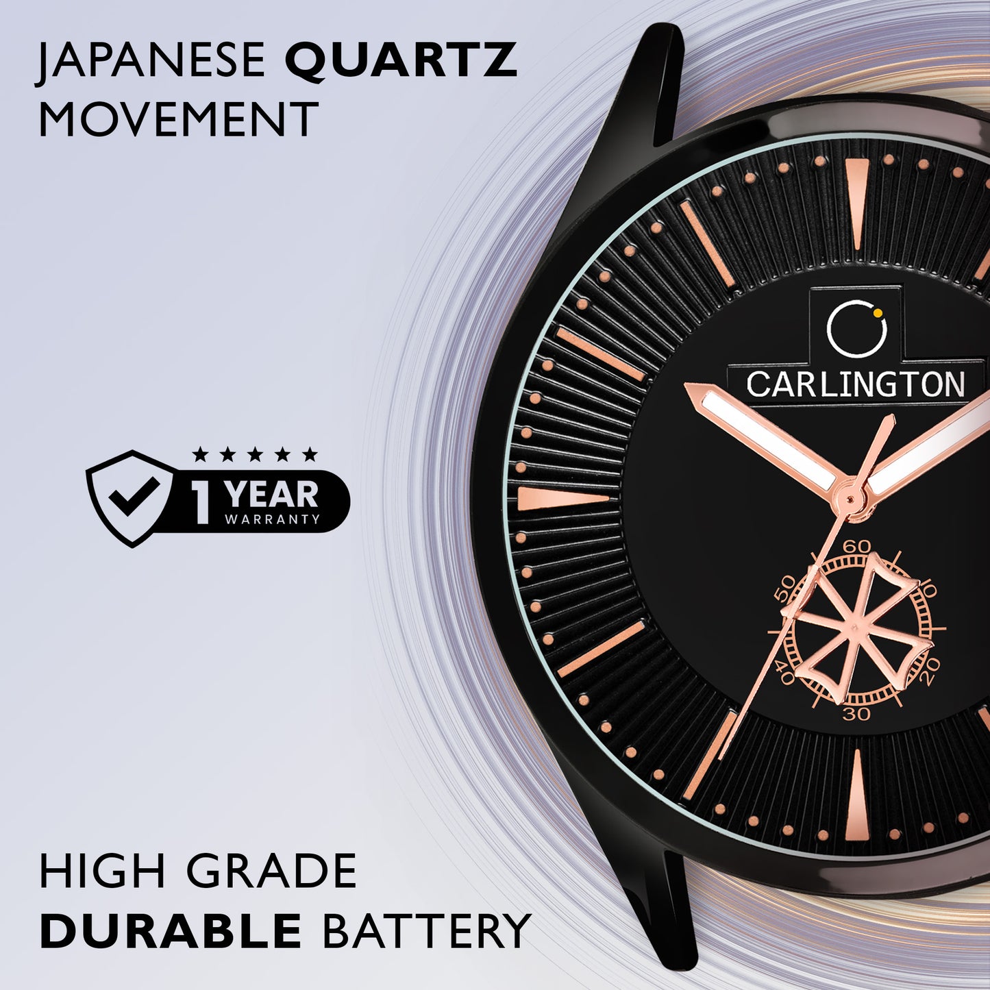 Carlington Elite CT1020 Water Resistant Leather Watch With Date Display- For Men