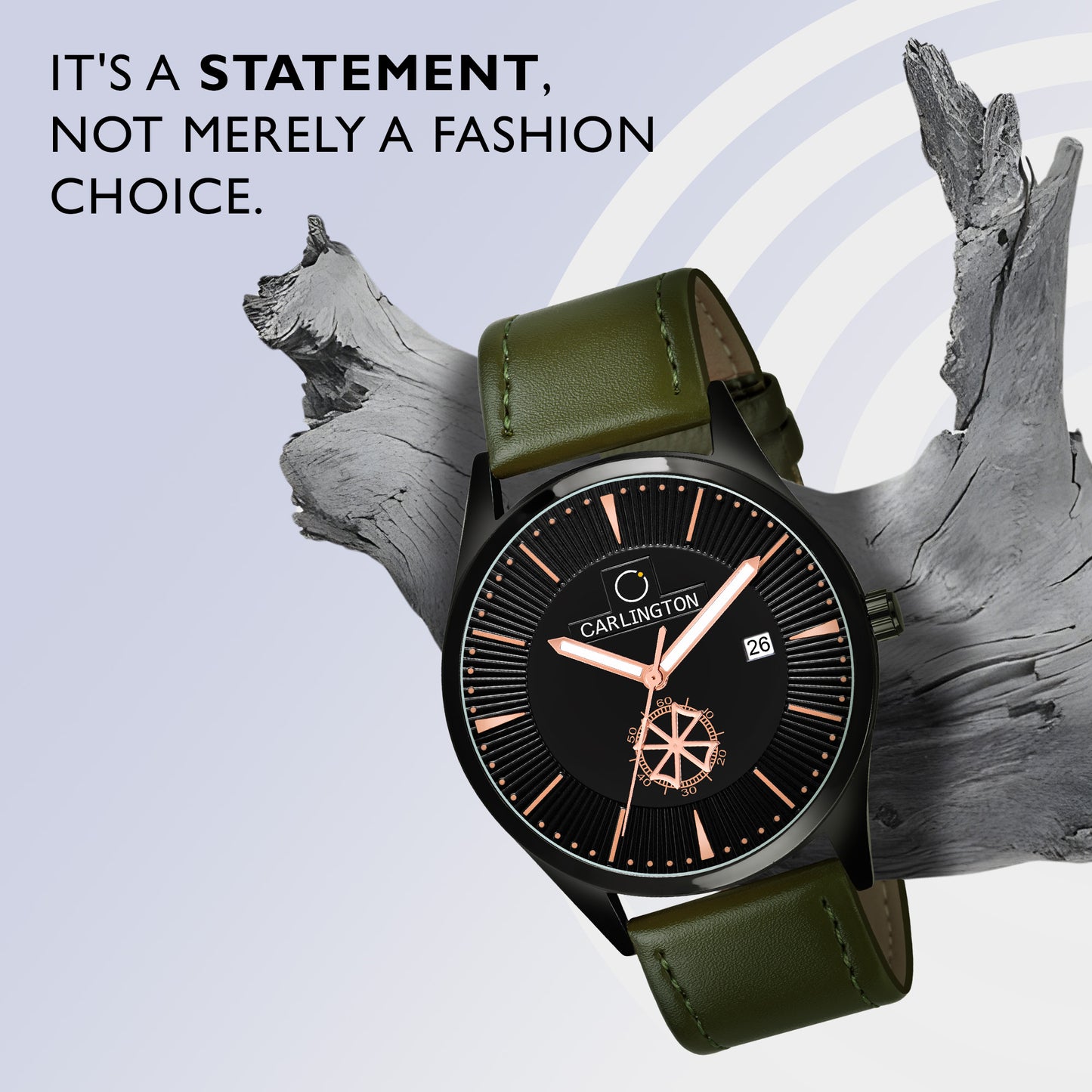 Carlington Elite CT1020 Water Resistant Leather Watch With Date Display- For Men
