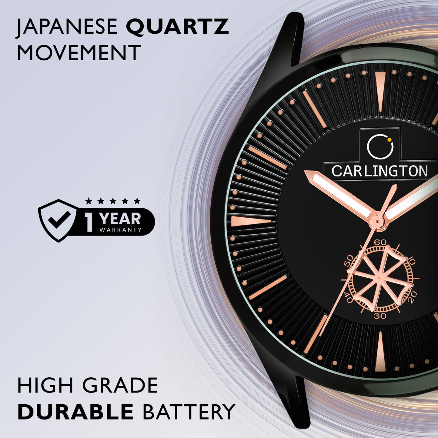 Carlington Elite CT1020 Water Resistant Leather Watch With Date Display- For Men