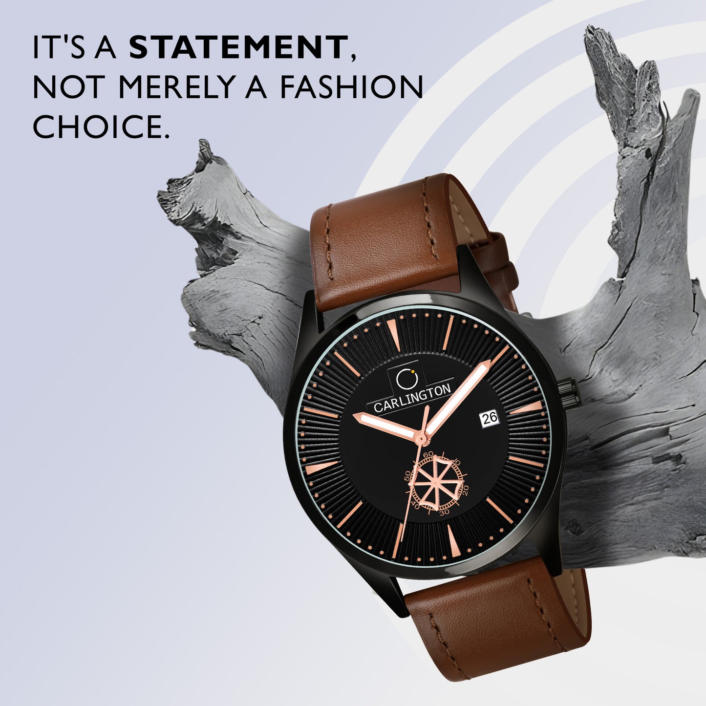 Carlington Elite CT1020 Water Resistant Leather Watch With Date Display- For Men