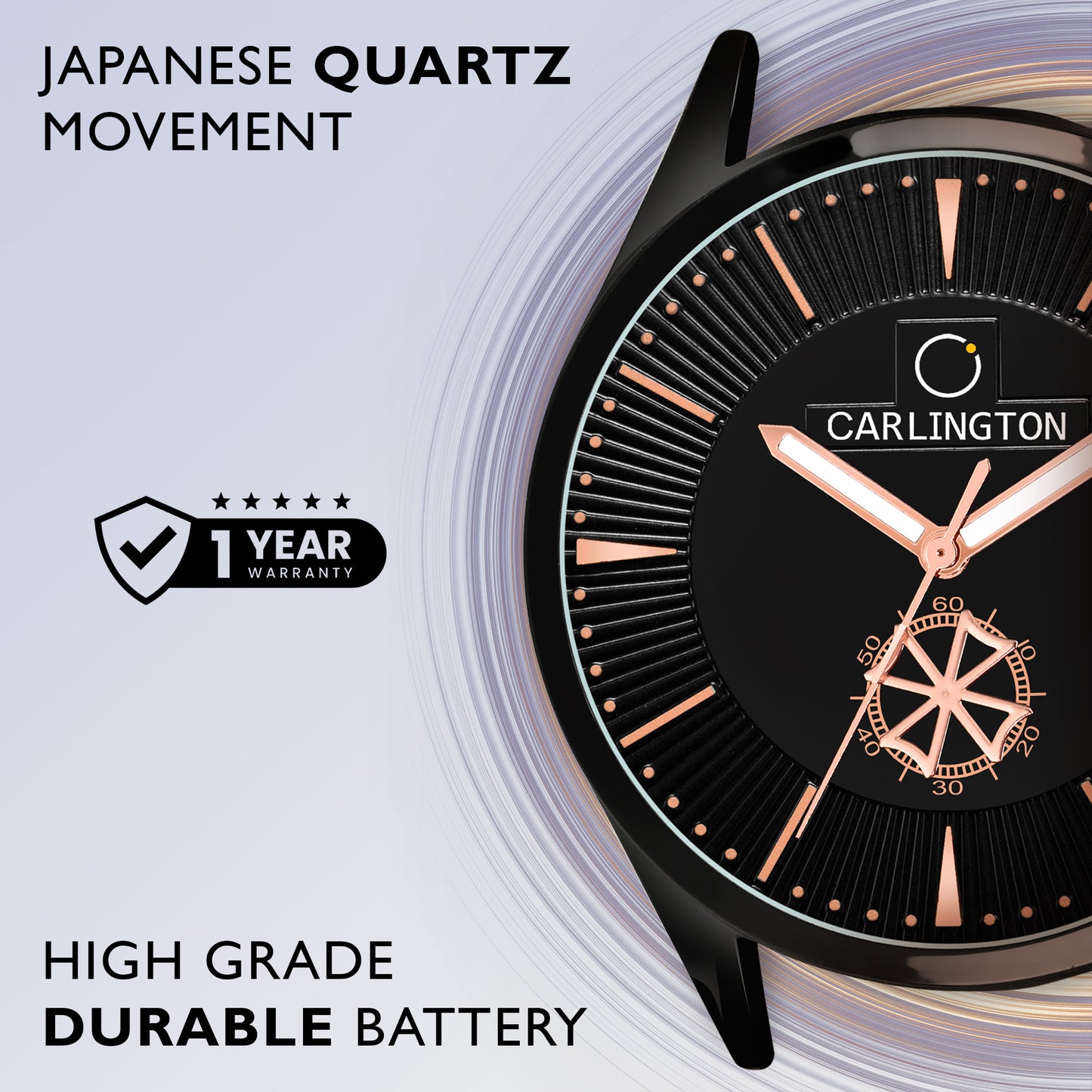 Carlington Elite CT1020 Water Resistant Leather Watch With Date Display- For Men