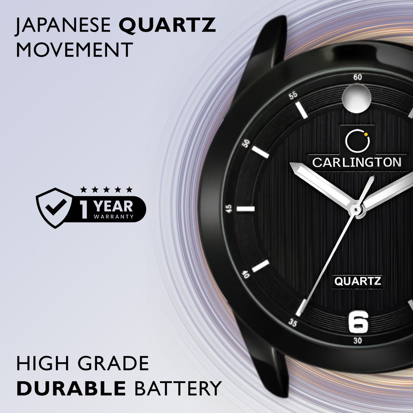 Carlington Elite Gents Water Resistant Genuine Leather Strap With Date Display