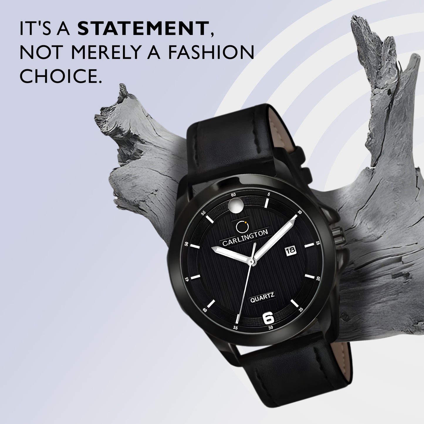 Carlington Elite Gents Water Resistant Genuine Leather Strap With Date Display