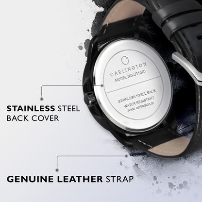 Carlington Elite Gents Water Resistant Genuine Leather Strap With Date Display