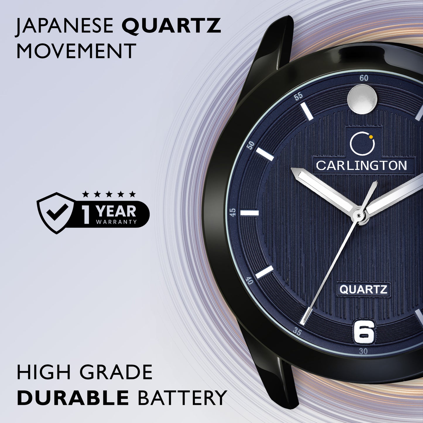 Carlington Elite Gents Water Resistant Genuine Leather Strap With Date Display