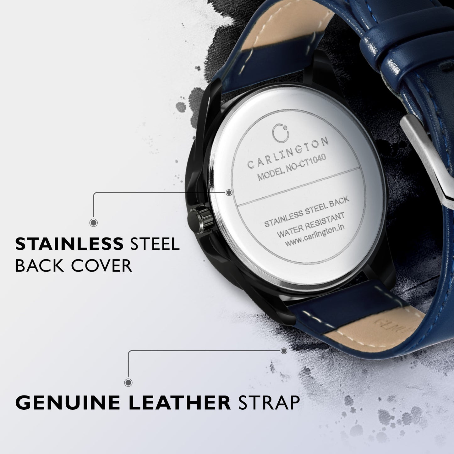 Carlington Elite Gents Water Resistant Genuine Leather Strap With Date Display