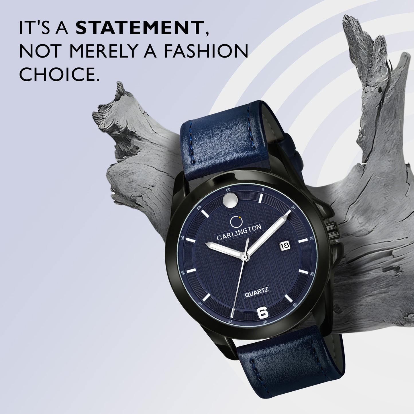 Carlington Elite Gents Water Resistant Genuine Leather Strap With Date Display