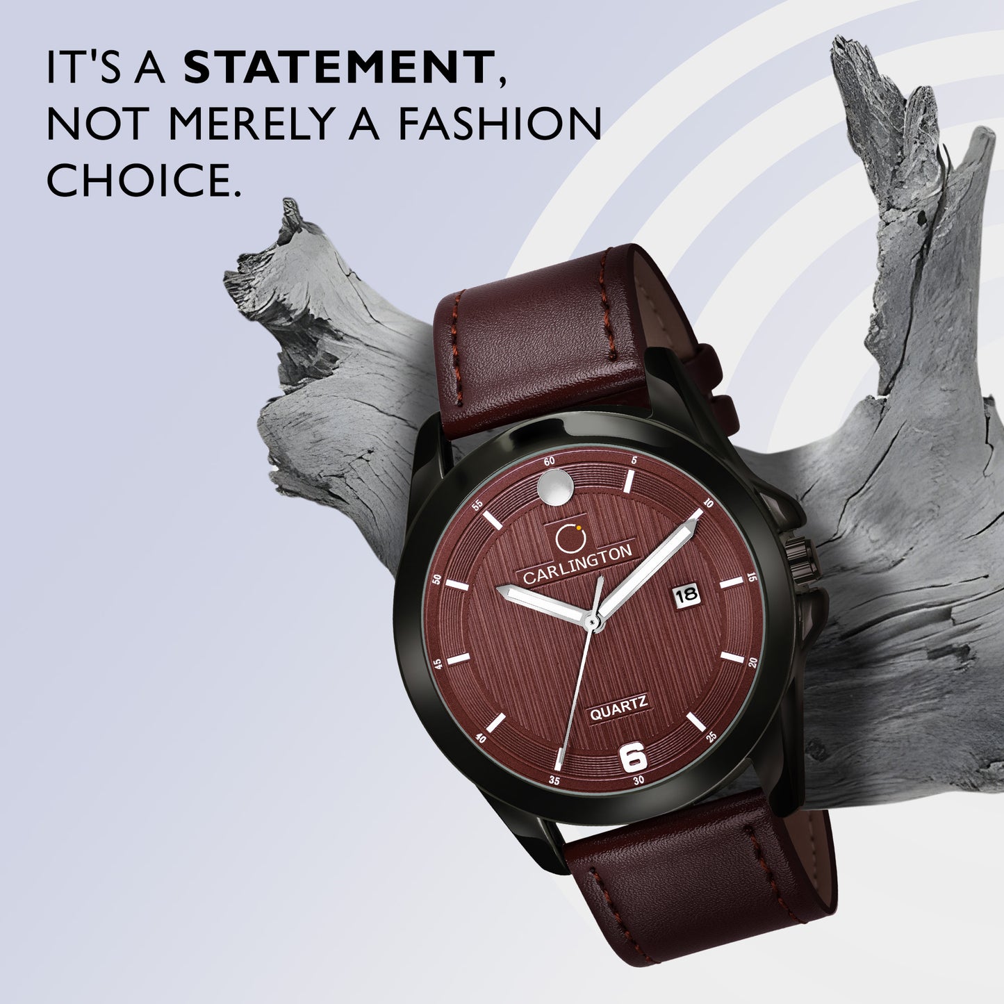 Carlington Elite Gents Water Resistant Genuine Leather Strap With Date Display
