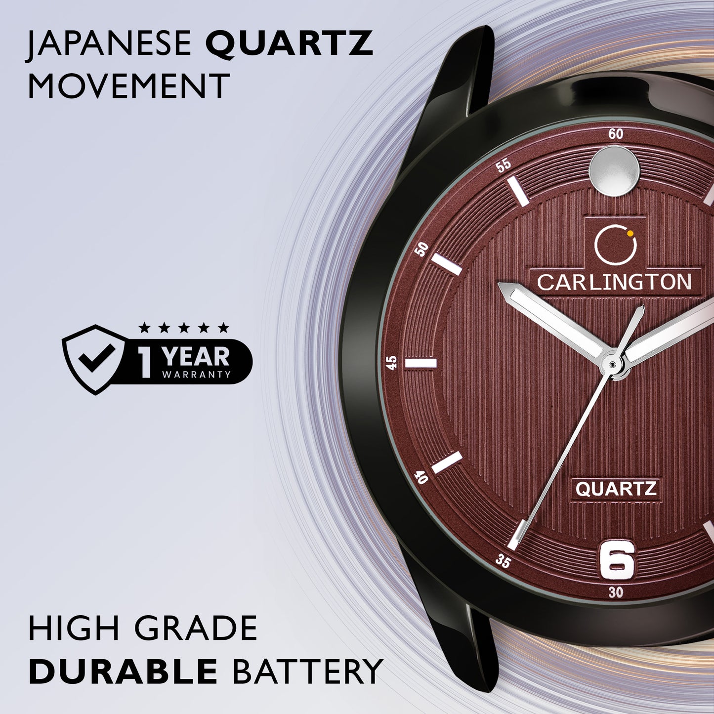 Carlington Elite Gents Water Resistant Genuine Leather Strap With Date Display