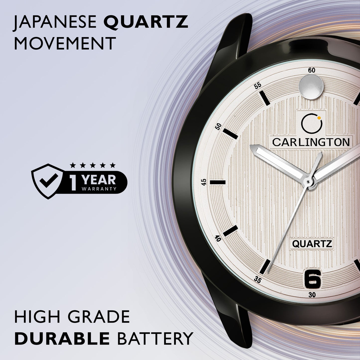 Carlington Elite Gents Water Resistant Genuine Leather Strap With Date Display