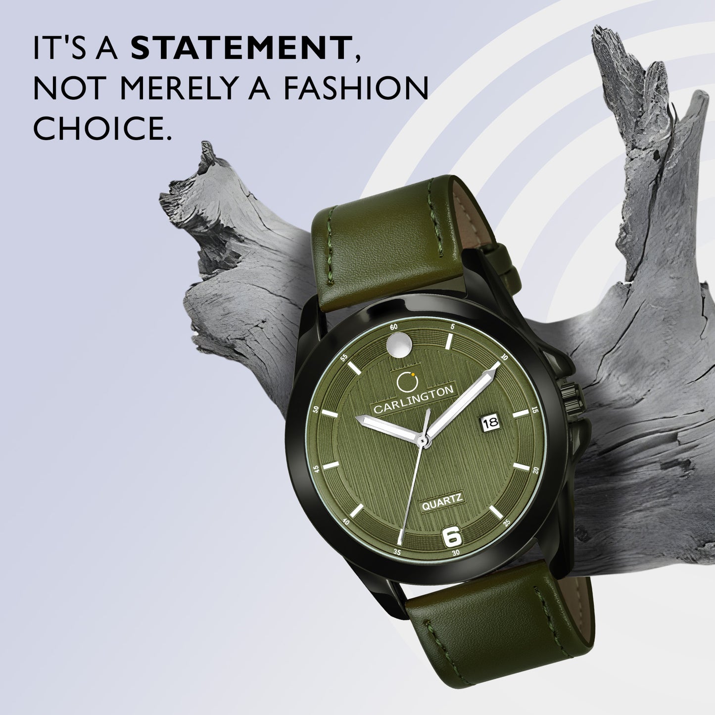 Carlington Elite Gents Water Resistant Genuine Leather Strap With Date Display