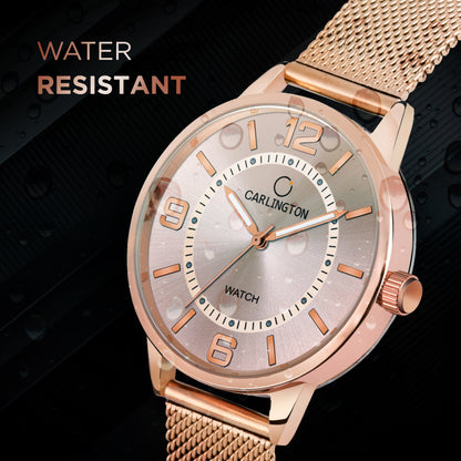 Carlington Elite Ladies Self Adjustable Mesh Strap Water Resistant Analog Watch - For Women CT2002