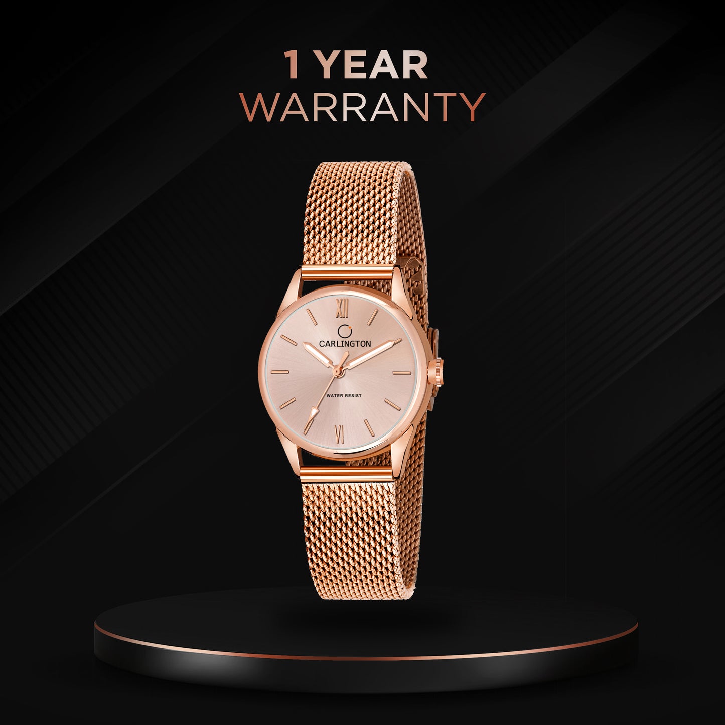 Carlington Elite Ladies Self Adjustable Mesh Strap Water Resistant Analog Watch - For Women CT2008