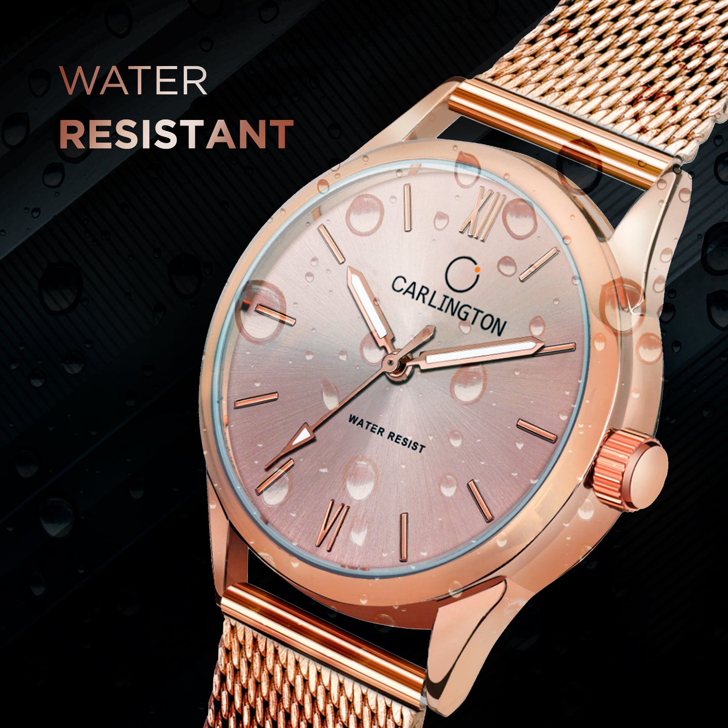 Carlington Elite Ladies Self Adjustable Mesh Strap Water Resistant Analog Watch - For Women CT2008