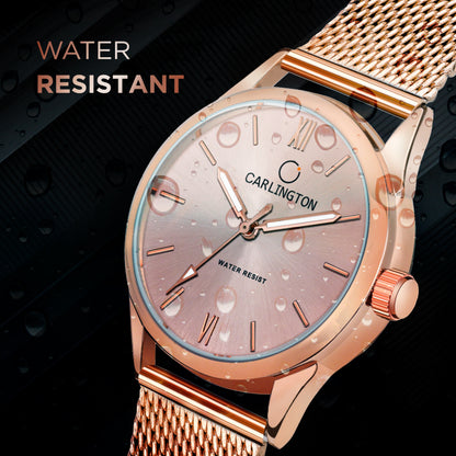 Carlington Elite Ladies Self Adjustable Mesh Strap Water Resistant Analog Watch - For Women CT2008