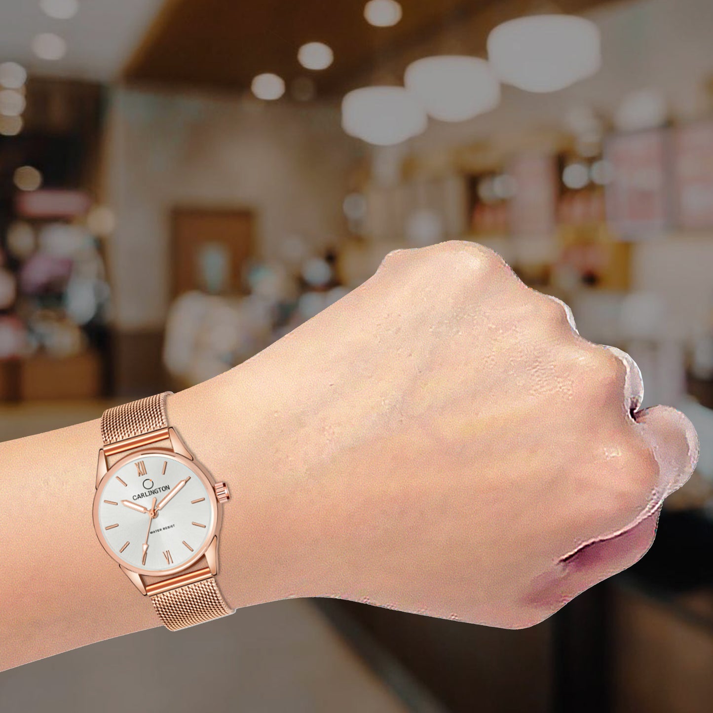 Carlington Elite Ladies Self Adjustable Mesh Strap Water Resistant Analog Watch - For Women CT2008