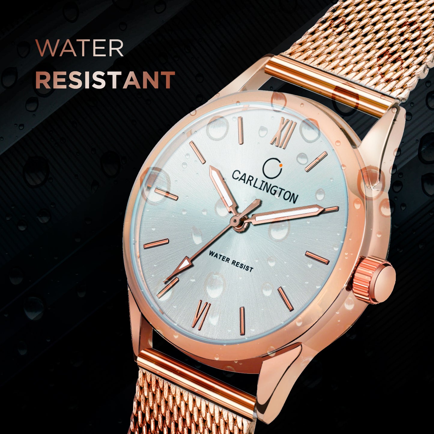 Carlington Elite Ladies Self Adjustable Mesh Strap Water Resistant Analog Watch - For Women CT2008