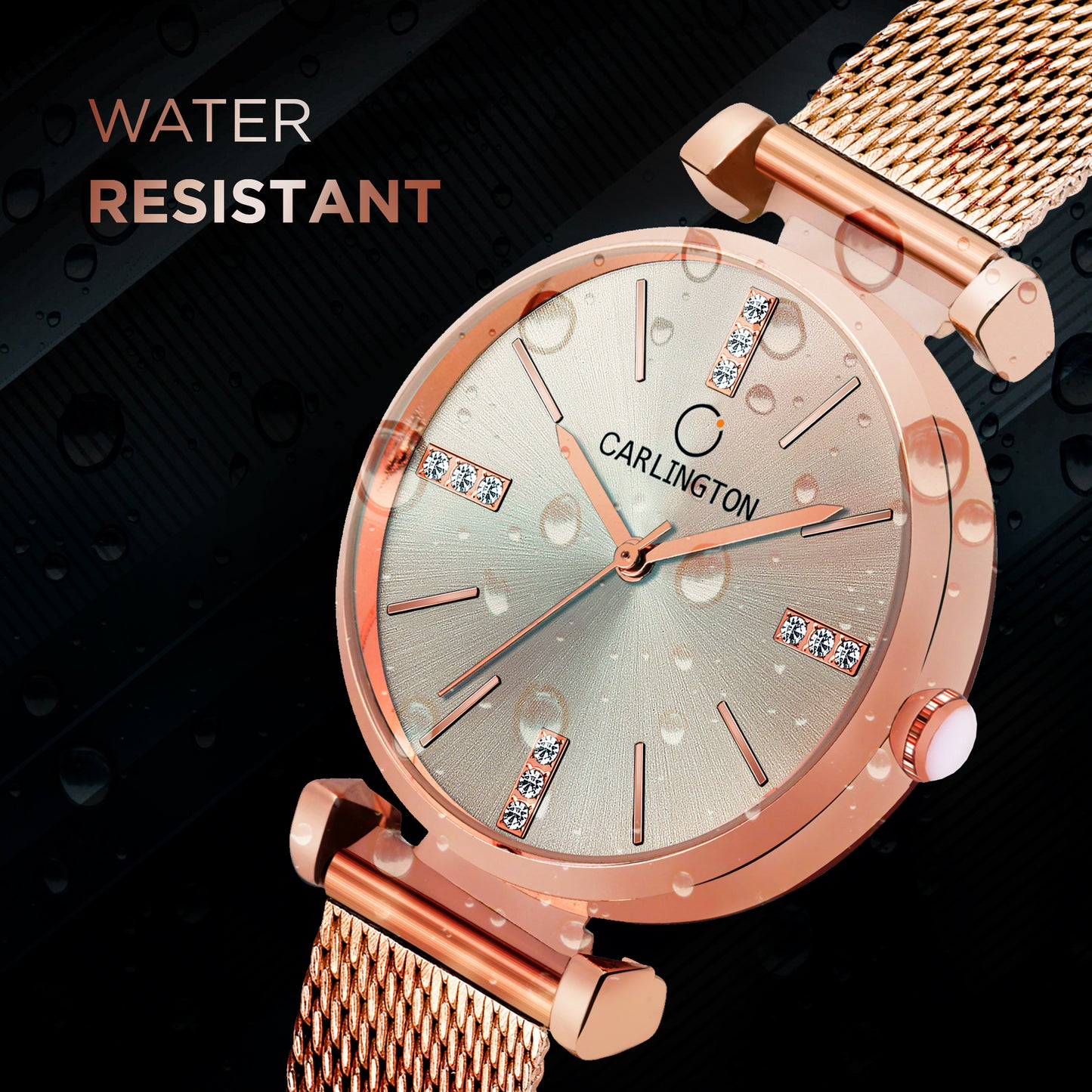 Carlington Elite Ladies Self Adjustable Mesh Strap Water Resistant Analog Watch - For Women CT2011