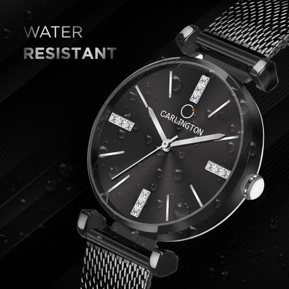 Carlington Elite Ladies Self Adjustable Mesh Strap Water Resistant Analog Watch - For Women CT2011