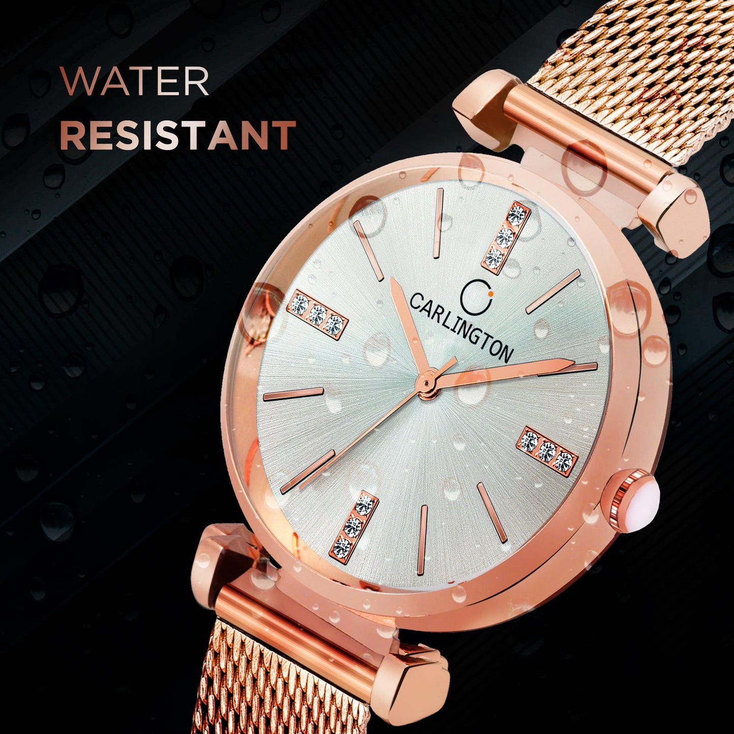 Carlington Elite Ladies Self Adjustable Mesh Strap Water Resistant Analog Watch - For Women CT2011