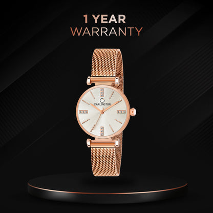 Carlington Elite Ladies Self Adjustable Mesh Strap Water Resistant Analog Watch - For Women CT2011